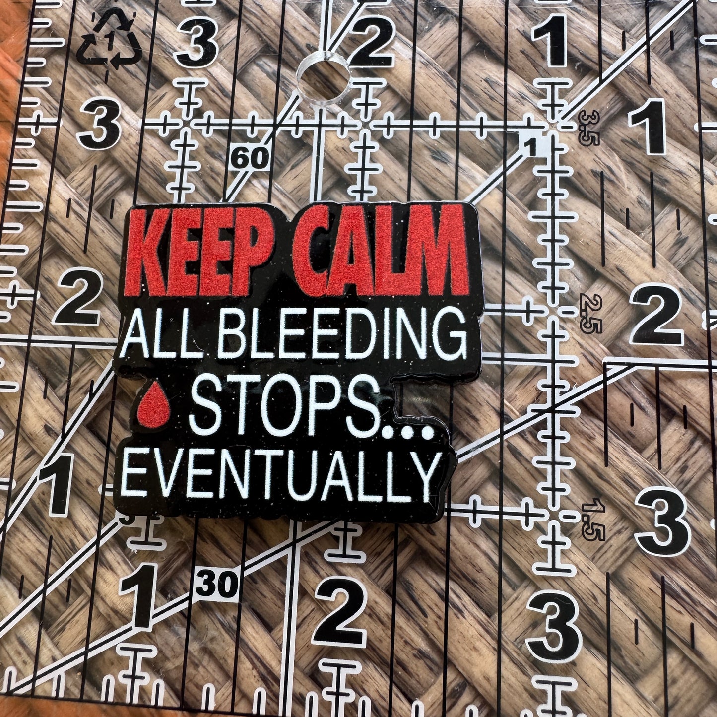 Keep Calm, Medical, Glitter Flatback, Planar, Cabochon, Single Pc (