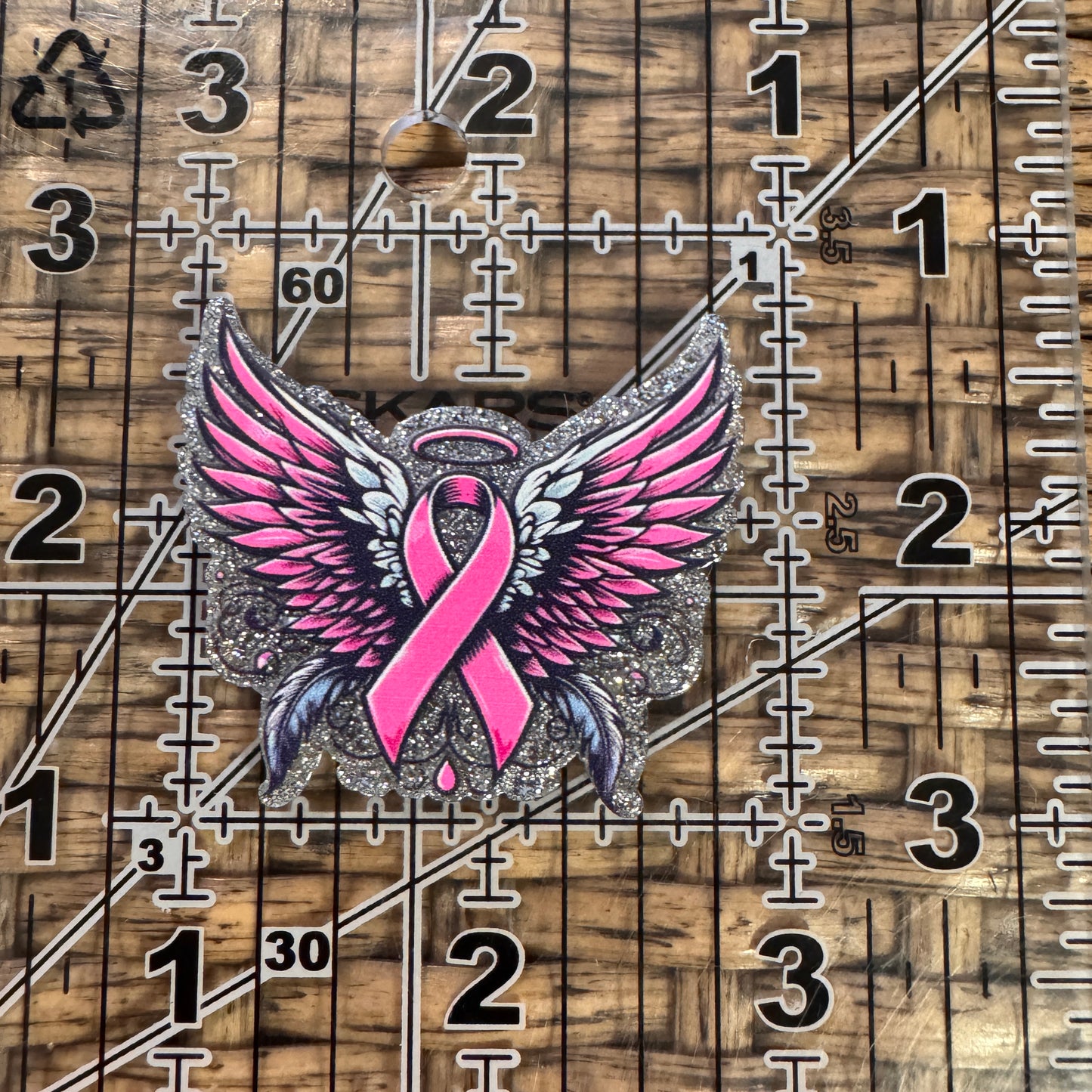 Awareness Ribbon Wings Acrylic Flatback, Planar, Cabochon, Single Pc.