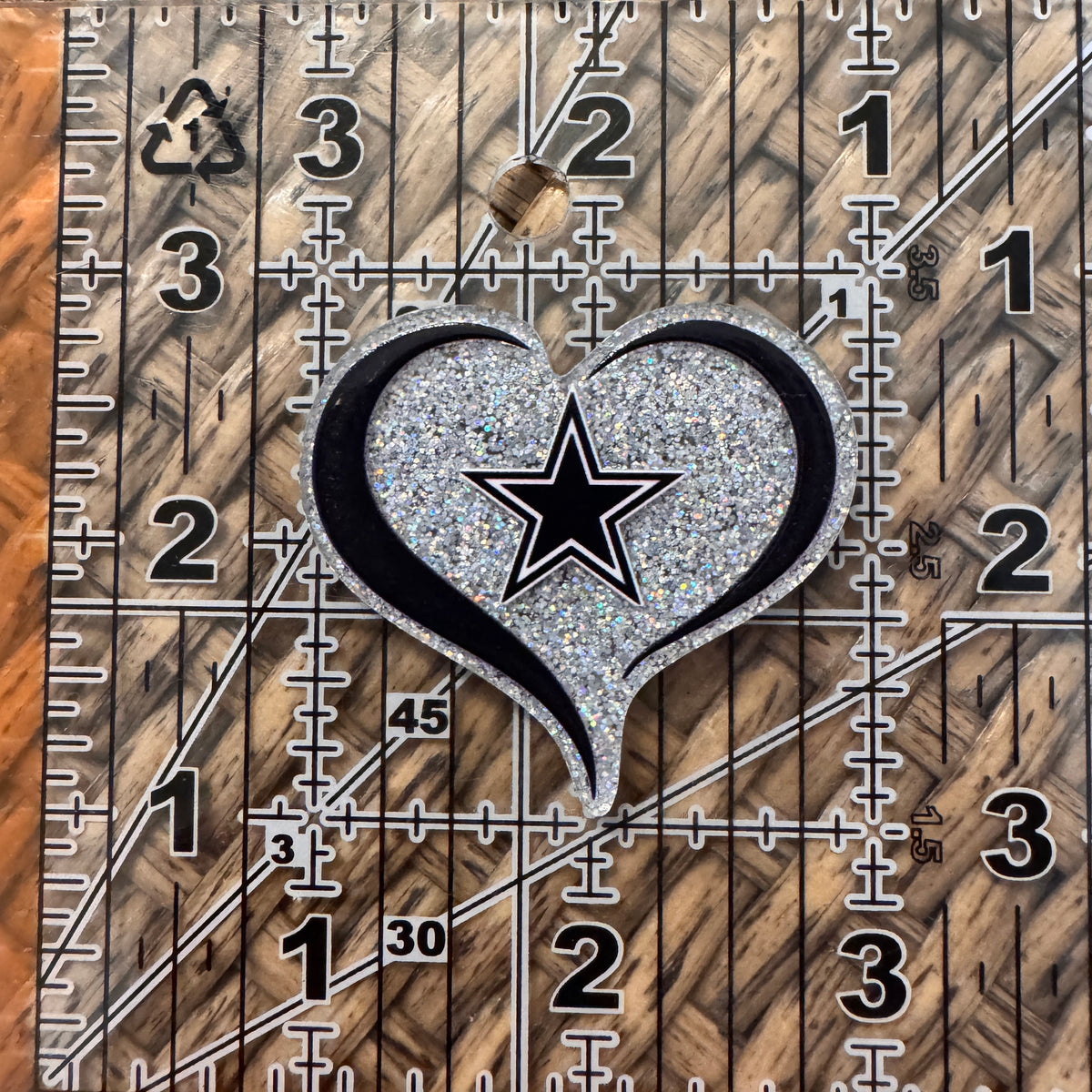 Acrylic Flatback Craft Embellishment - Football Team Heart