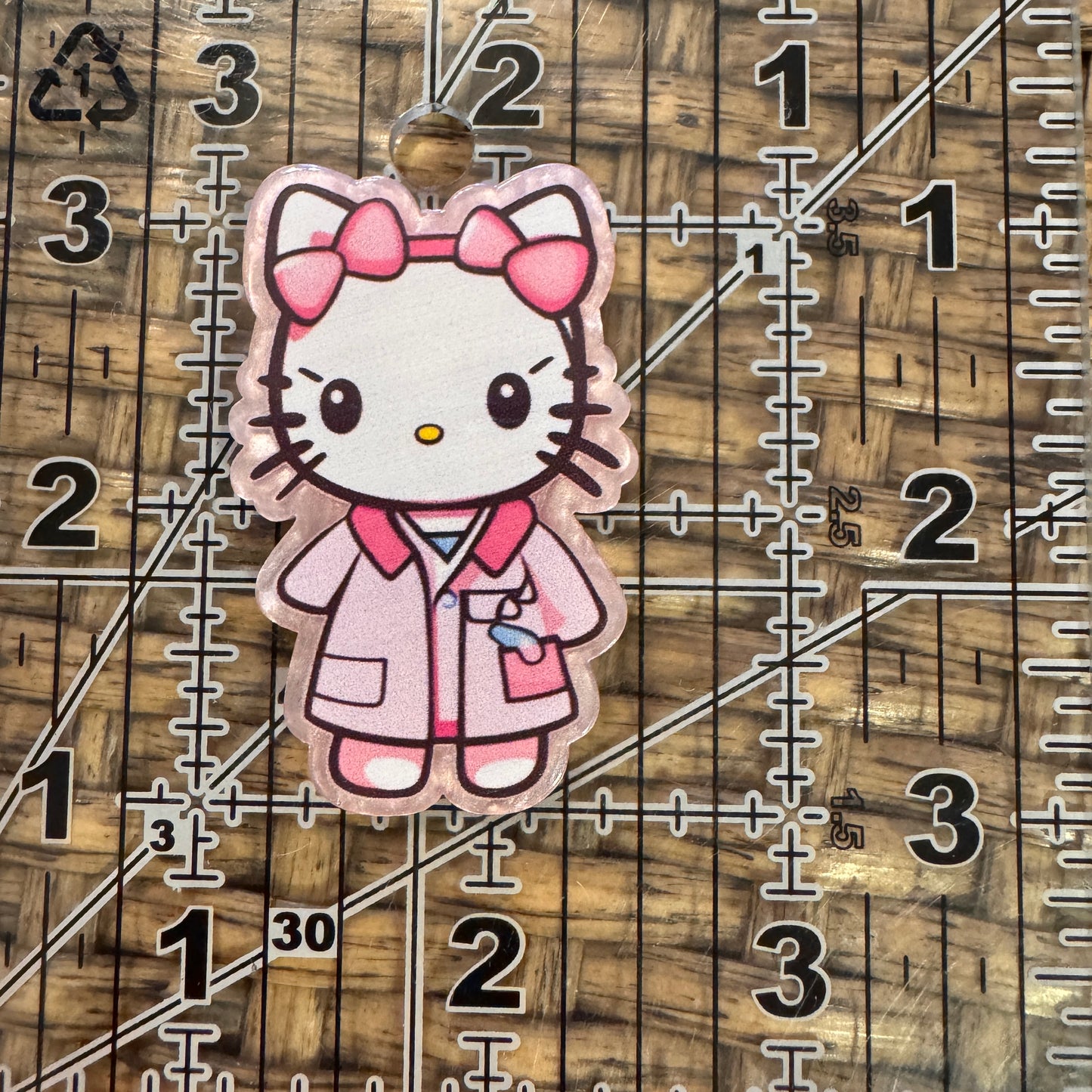 Hello Kitty Dr Acrylic Flatback, Planar, Cabochon, Single Pc.