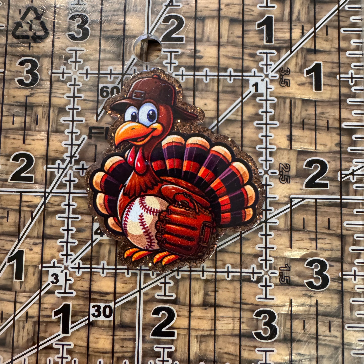 Turkey Baseball Acrylic Flatback, Planar, Cabochon, Single Pc.