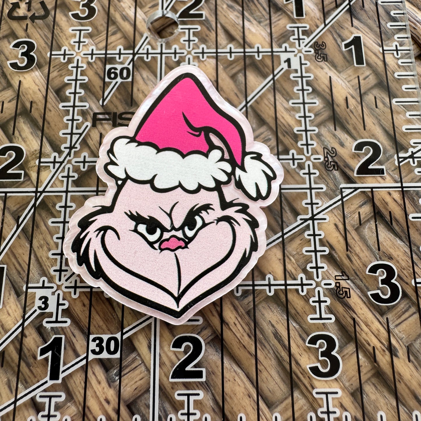 Pink Grinch, Christmas, Flatback, Planar, Cabochon, Single Pc