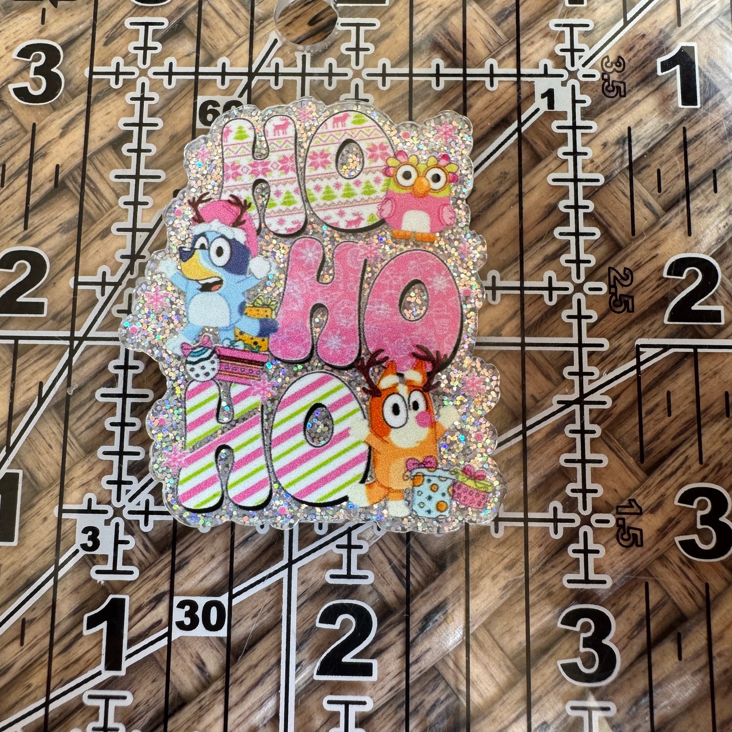 Ho Ho HO Bluey, Christmas, Flatback, Planar, Cabochon, Single Pc