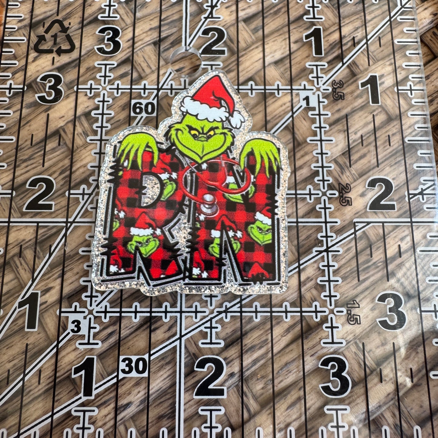 Grinch RN, Nurse, Christmas, Flatback, Planar, Cabochon, Single Pc