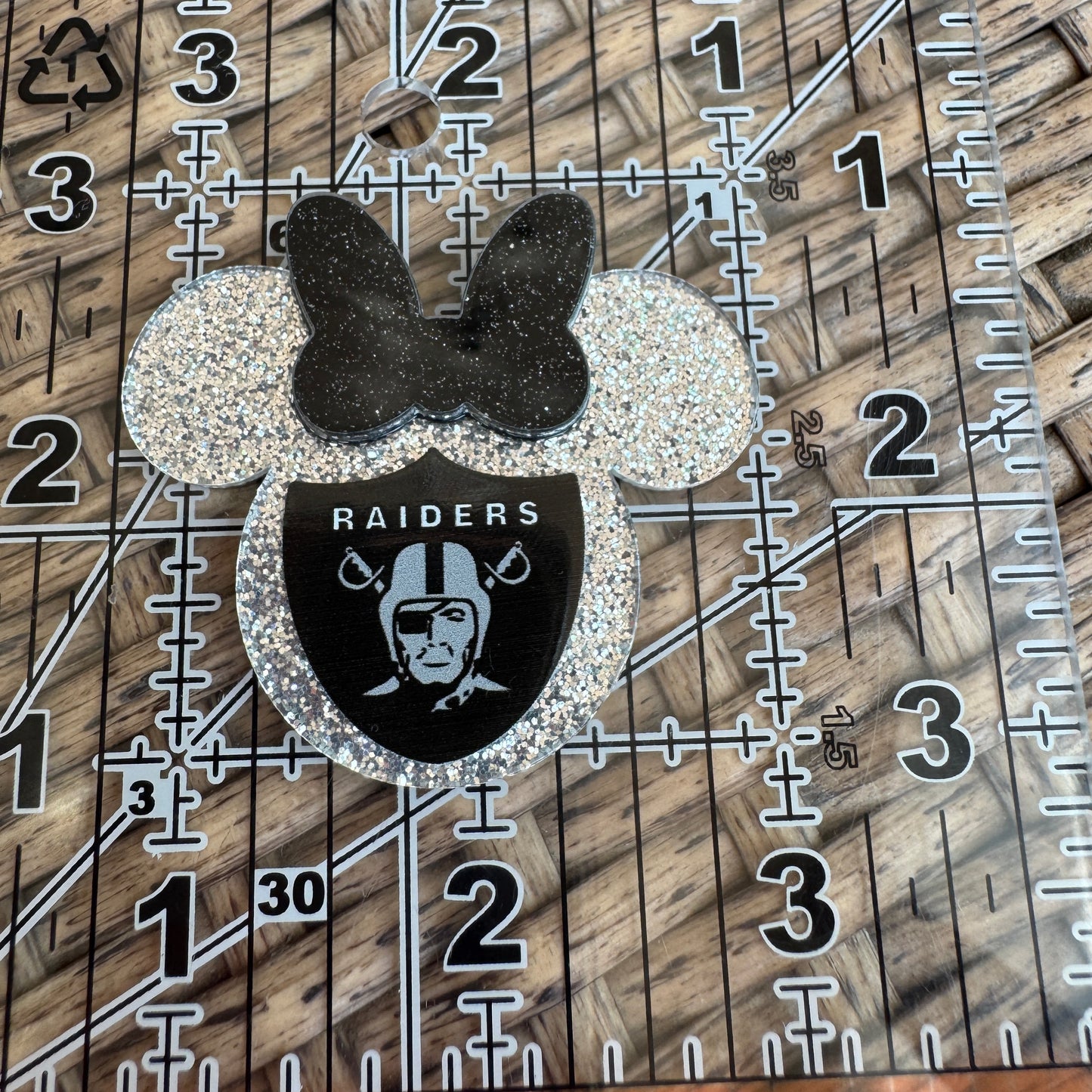 Football, Raiders Mickey Head, Flatback, Planar, Cabochon, Single Pc