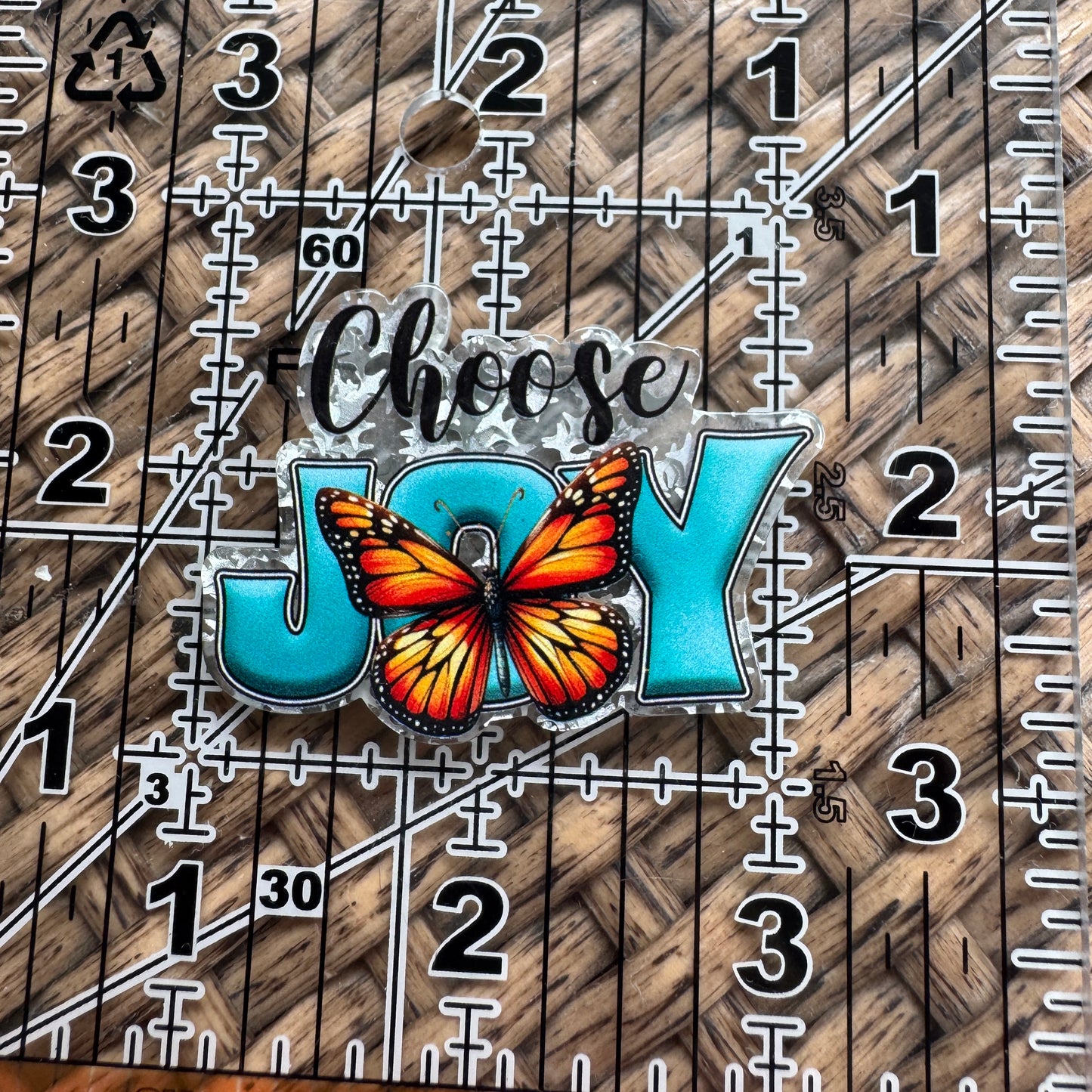 Acrylic Fatback, Planar, Cabochon, Craft Supply - Choose Joy With Butterfly