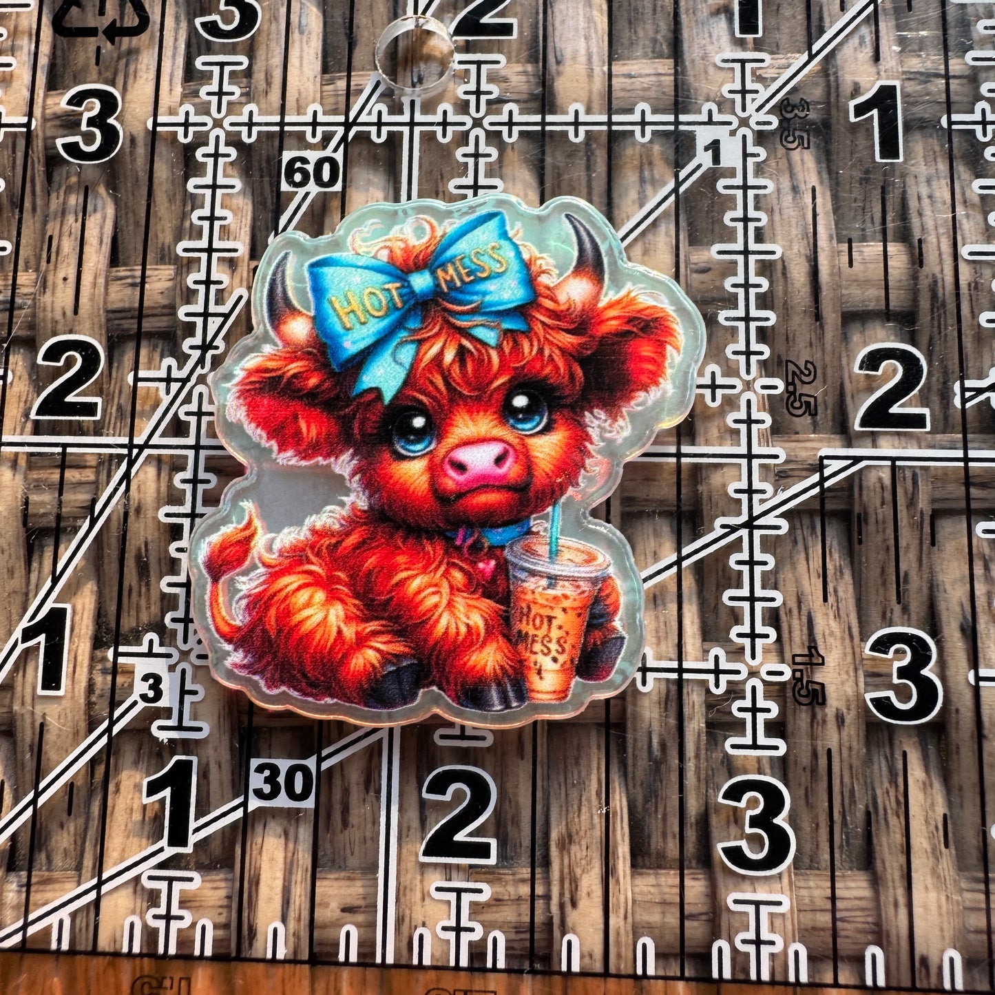 Acrylic Flatback, Planar, Cabochon, Single Pc - Cute Cow Hot Mess