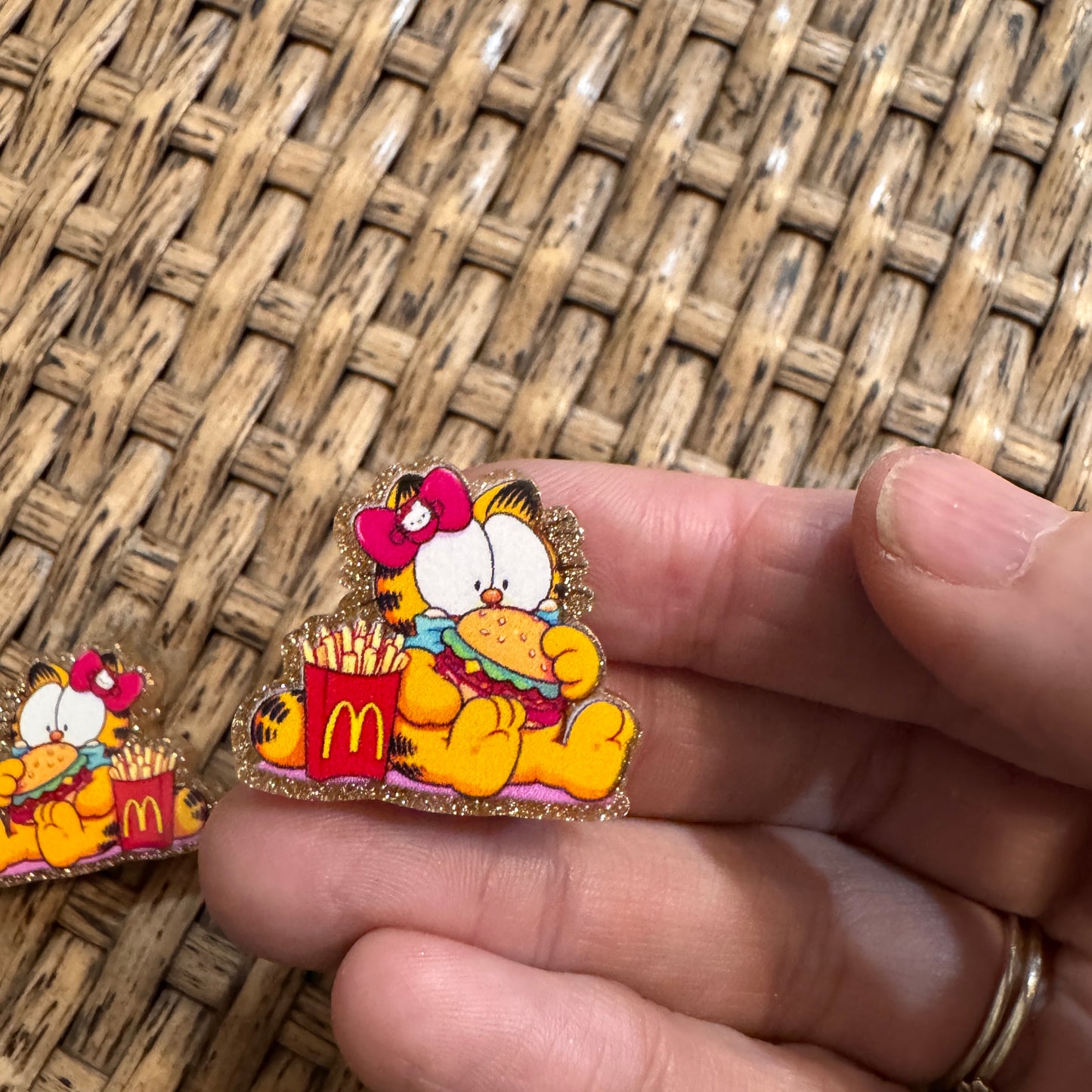 Garfield Small Acrylic Focal Bead Set of Two – Double-Sided Image Charms for Beadable Pens, Badge Reels, Keychains, Jewelry, Junk Cases