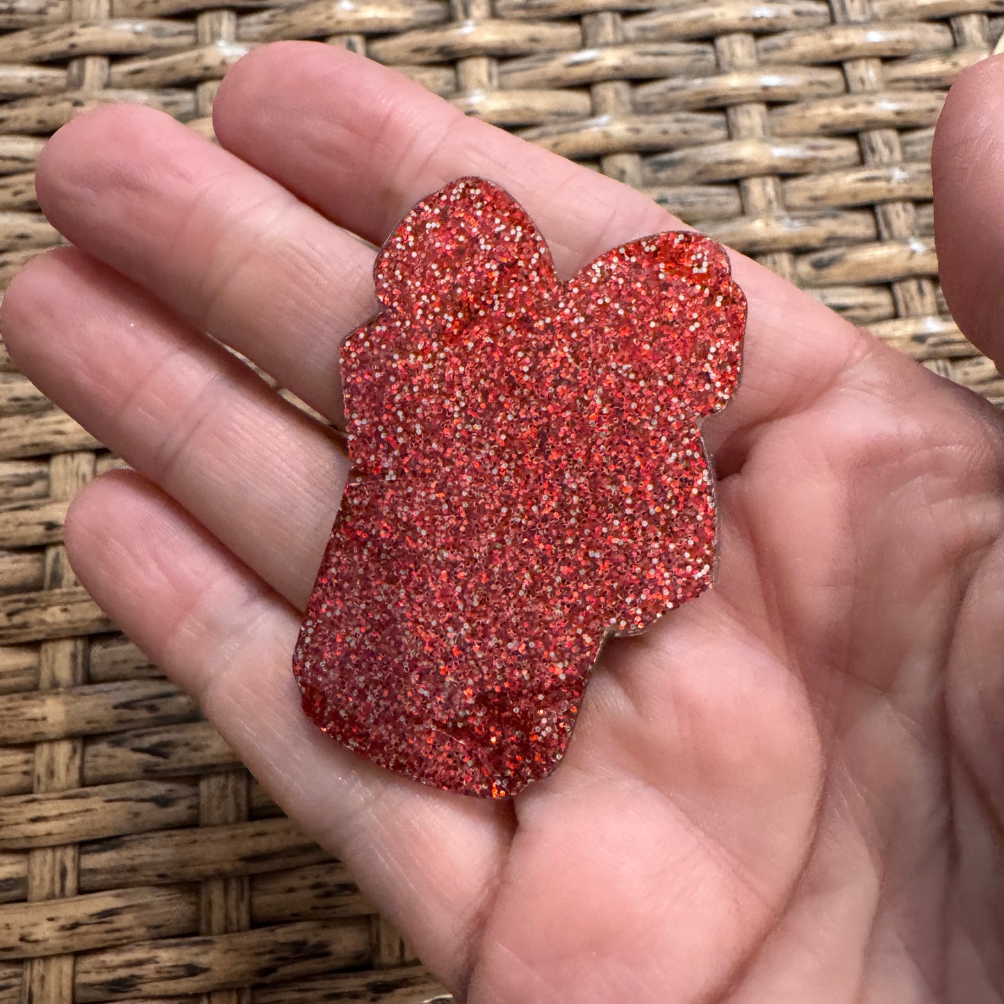Dr Pepper With Bow Glitter Flatback, Cheetah Print, Heart, Single Pc.