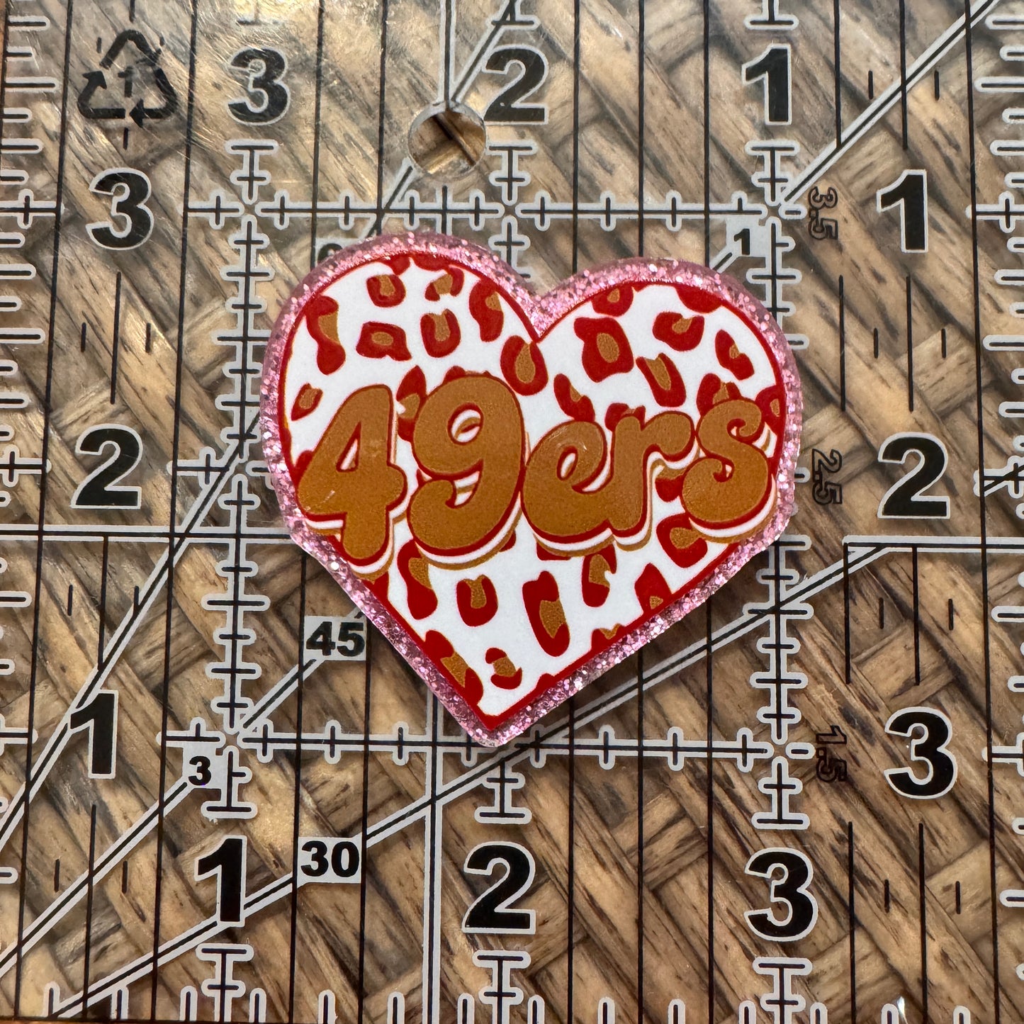 Acrylic Flatback, Cheetah Print, Heart, Single Pc. 49ers