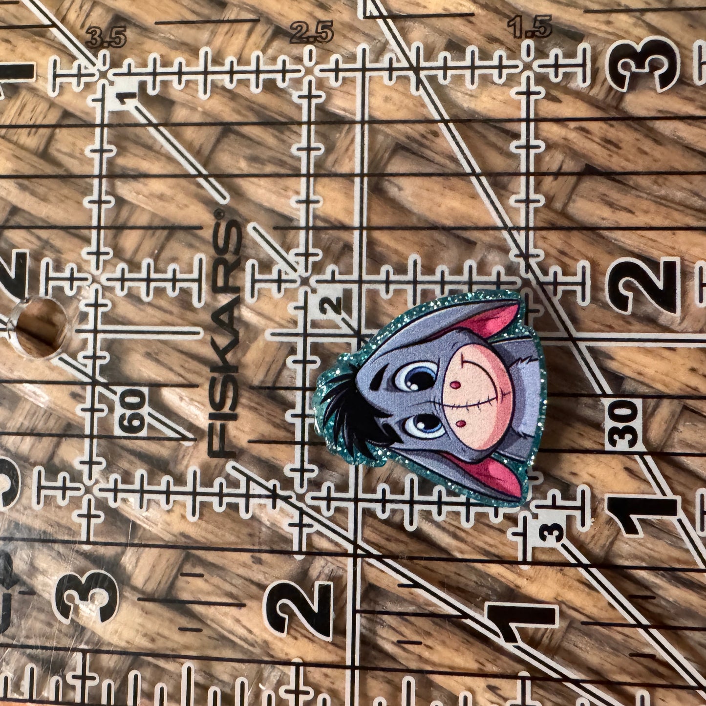 Small Acrylic Focal Bead Set of Two Eeyore– Double-Sided Image Charms for Beadable Pens, Badge Reels, Keychains, Jewelry, Junk Cases