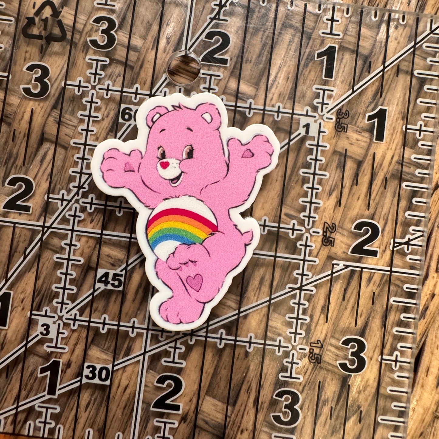 Pink Care Bear Acrylic Flatback, Planar, Cabochon, Single Pc.