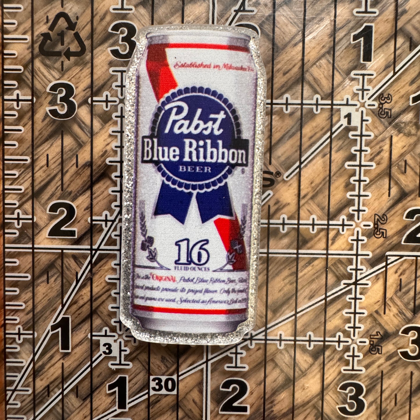 Pabst Blue Ribbon Beer Acrylic Flatback, Planar, Cabochon, Single Pc.