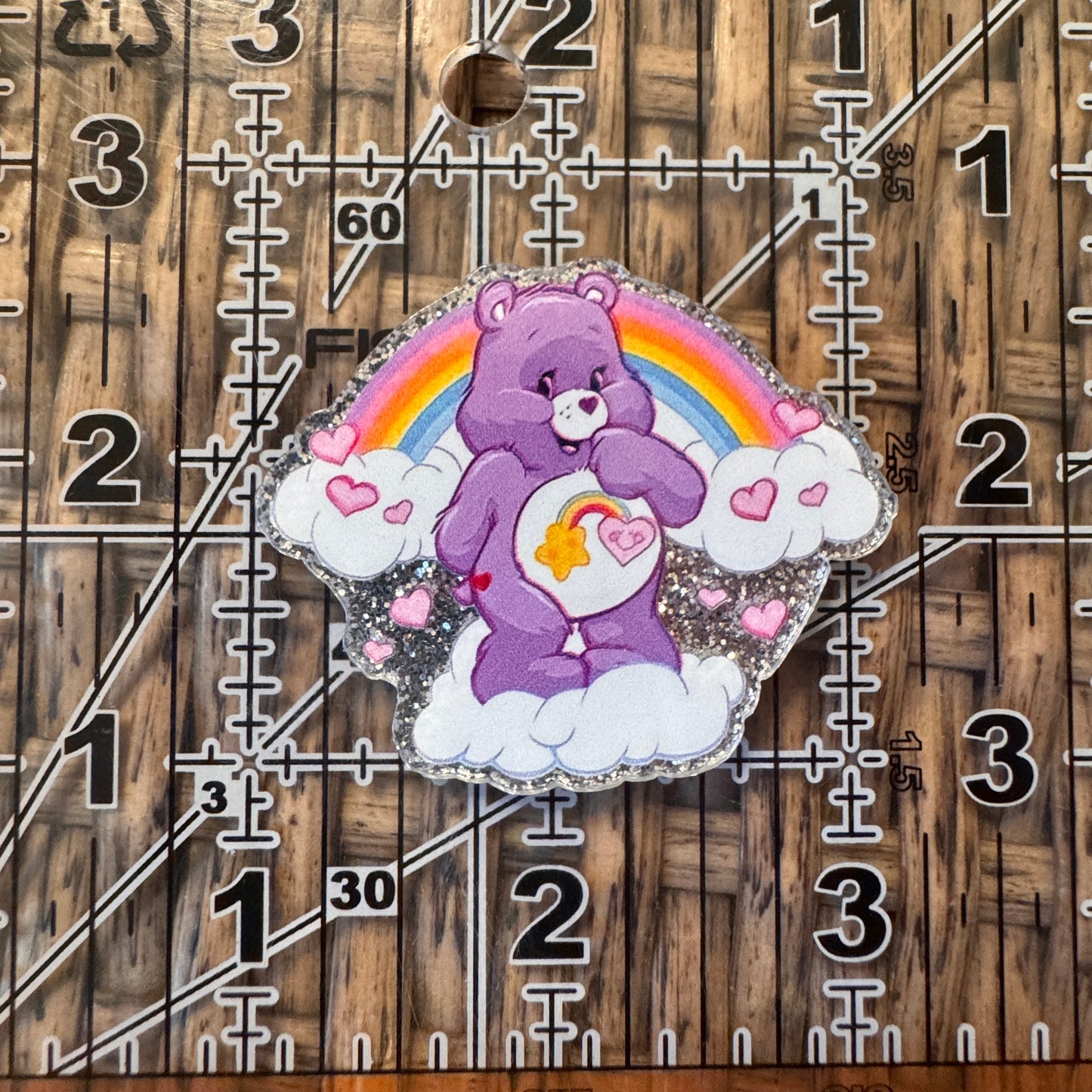 Purple Care bear Acrylic Flatback, Planar, Cabochon, Single Pc.