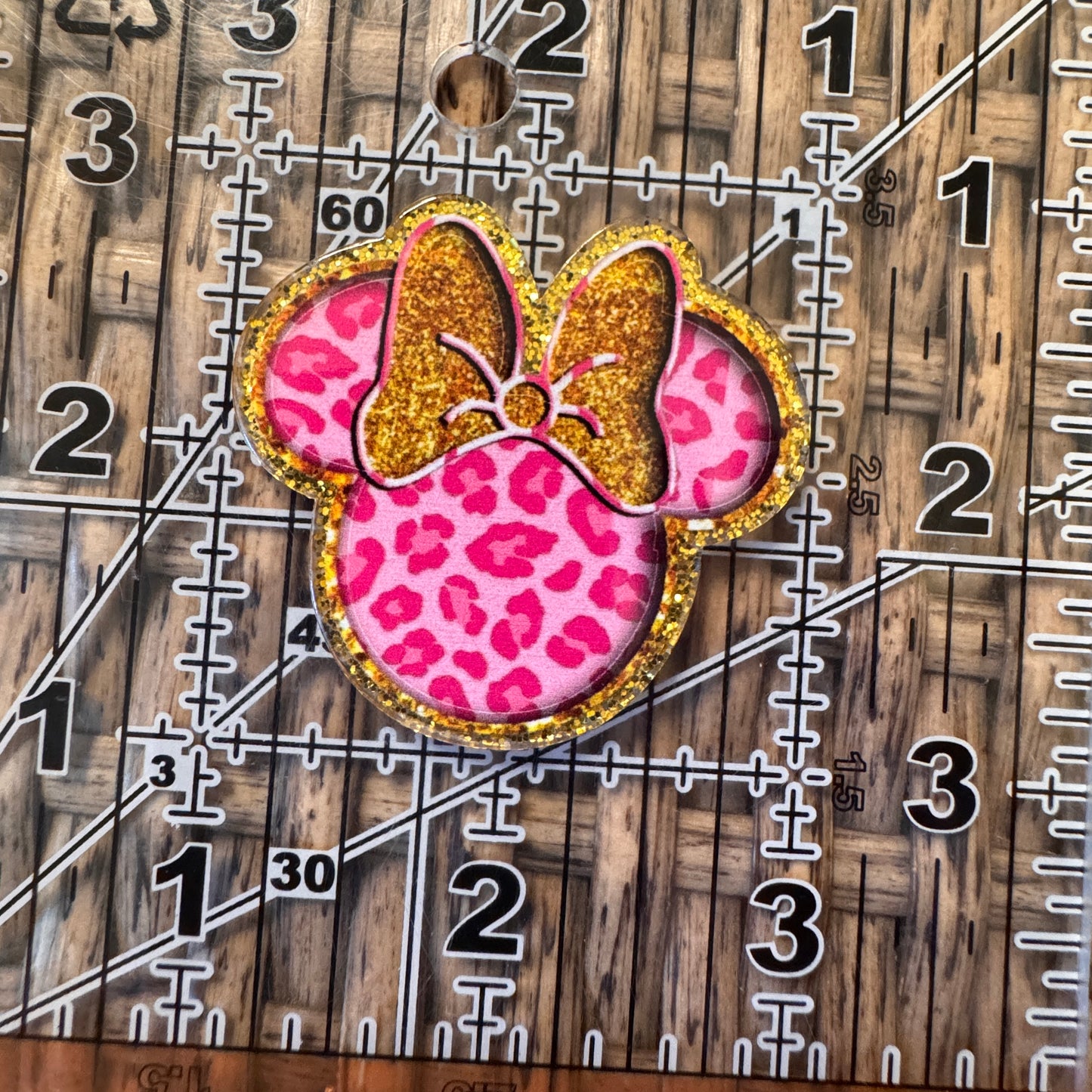 Pink Animal Print M Head Acrylic Flatback, Planar, Cabochon, Single Pc.