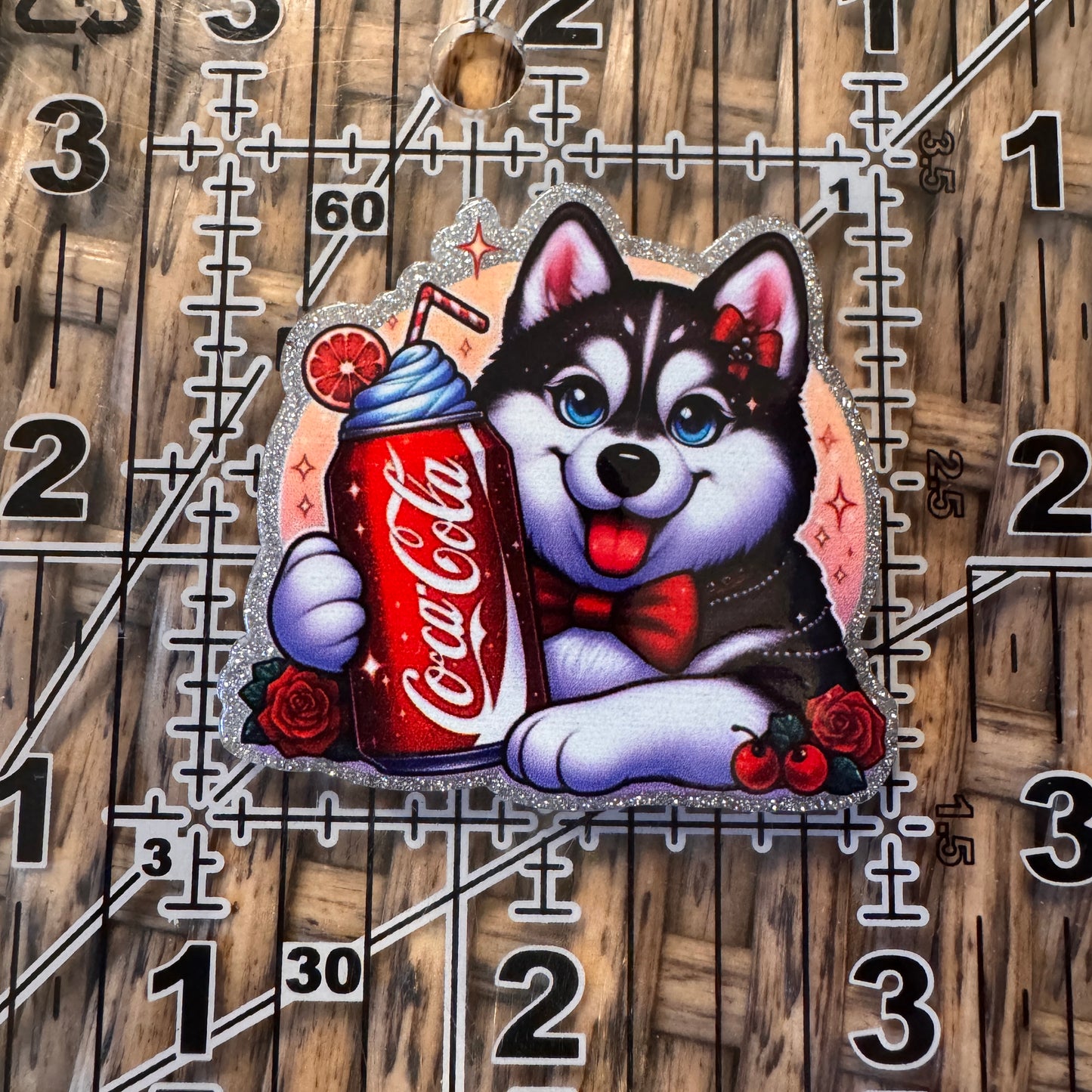 Husky Dog Coke Acrylic Flatback, Planar, Cabochon, Single Pc.