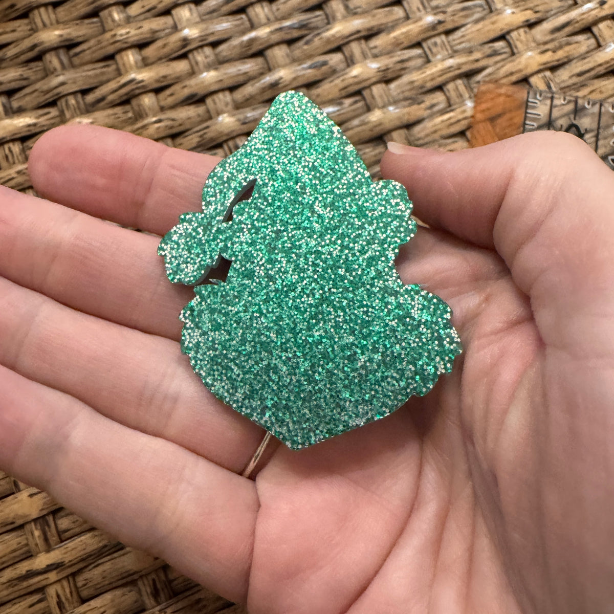 Acrylic Flatback Craft Embellishment Grinch Glitter Face