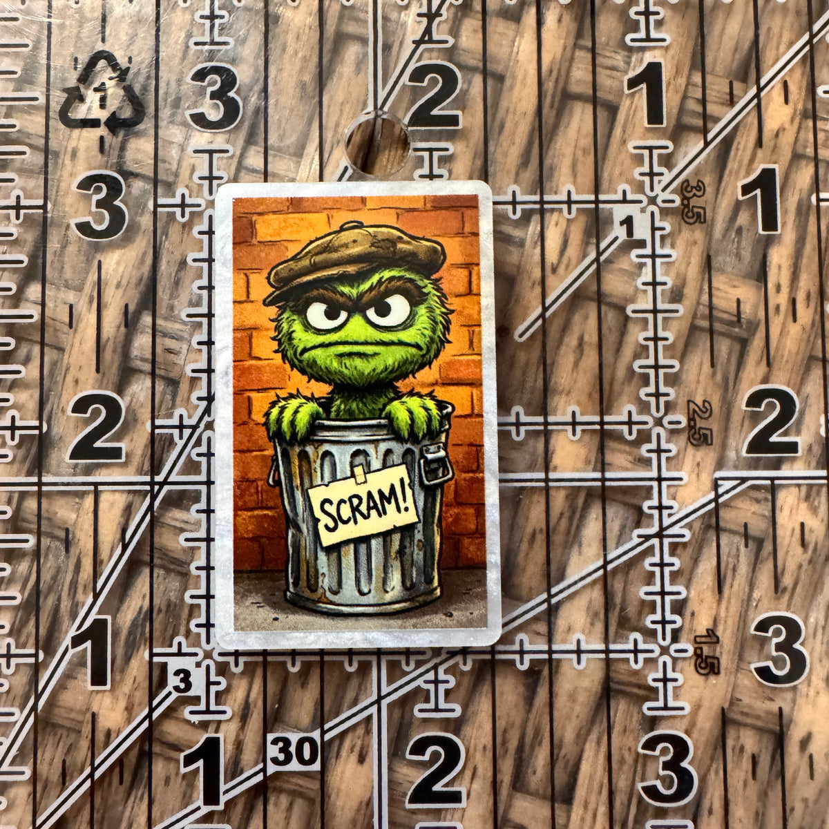 Acrylic Flatback Craft Embellishment - Oscar the Grouch