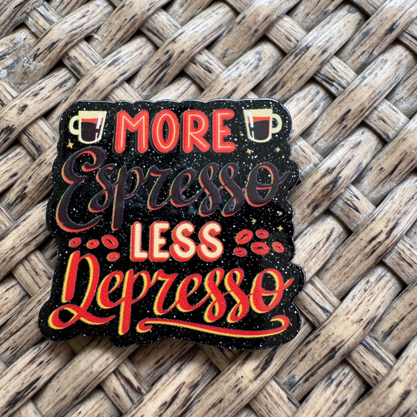 More Espresso, Glitter Flatback,  Planar, Cabochon, Single Pc