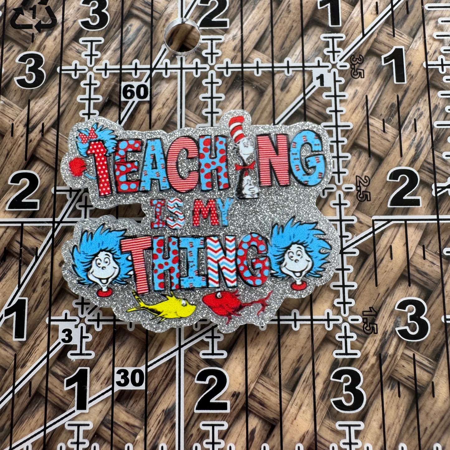 Teaching Is My Thing, Glitter Flatback,  Planar, Cabochon, Single Pc