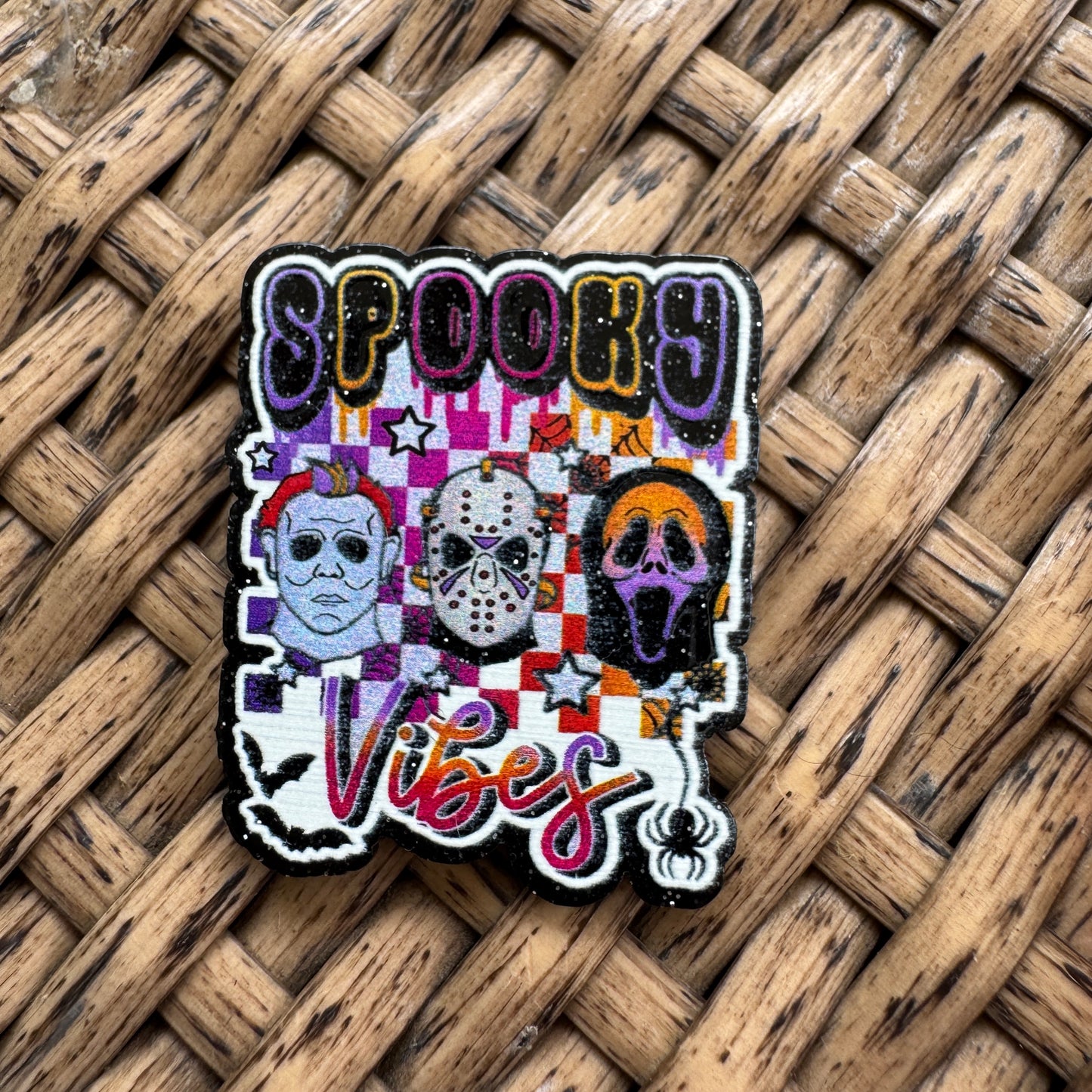 Spooky Vibes, Halloween,  Glitter Flatback,  Planar, Cabochon, Single Pc