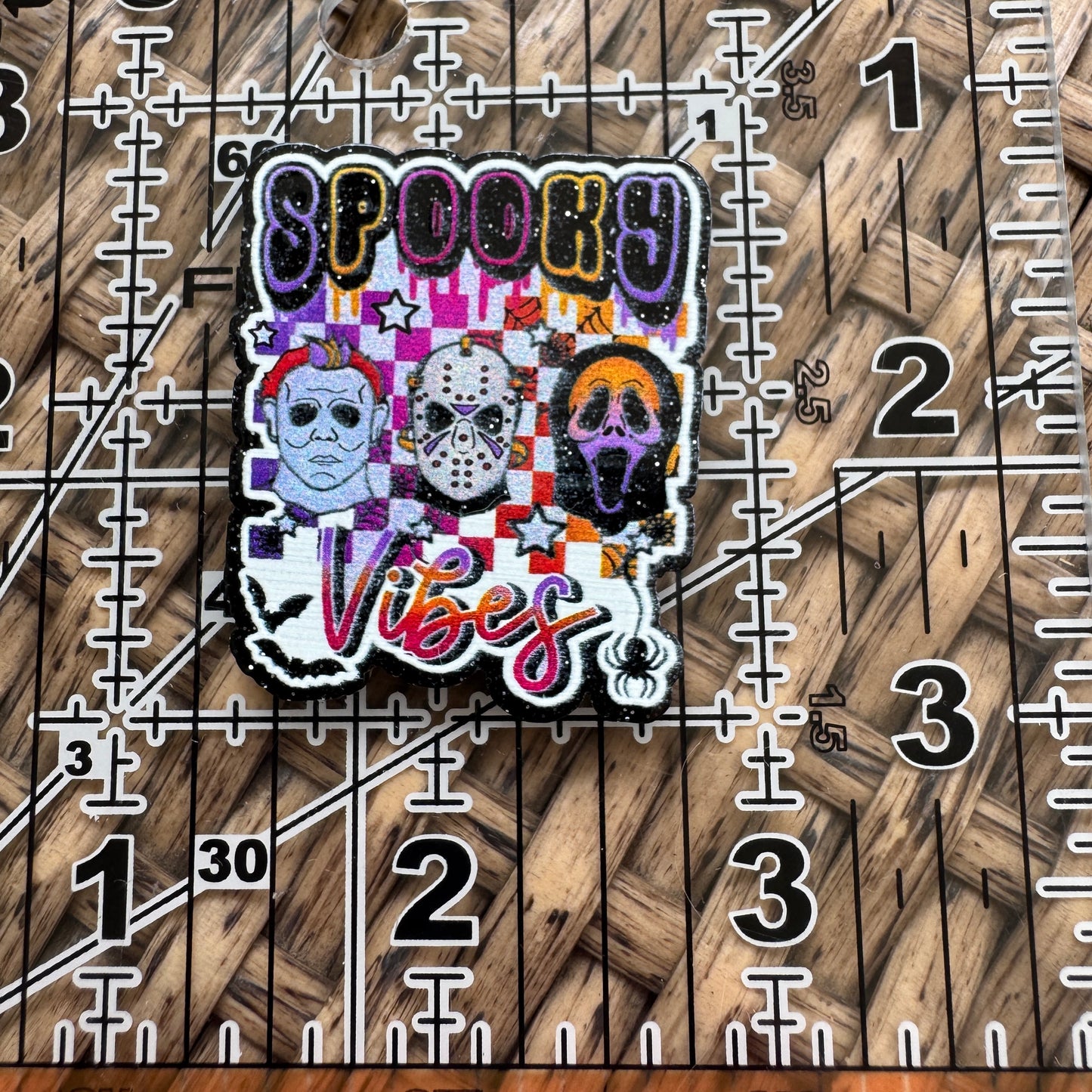 Spooky Vibes, Halloween,  Glitter Flatback,  Planar, Cabochon, Single Pc