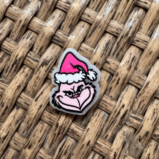 MINI Acrylic Flatback Craft Embellishment - Pink Grinch Mini