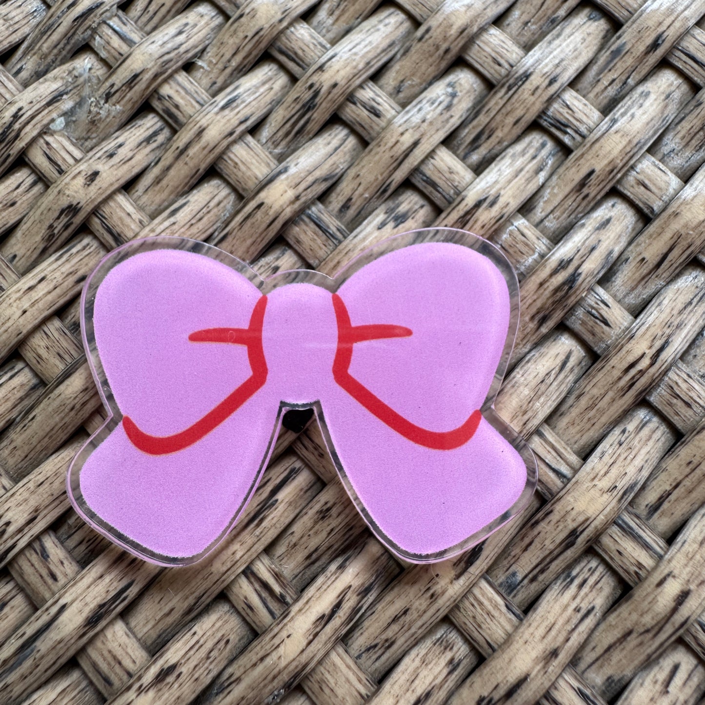Pink Bow, Glitter Flatback,  Planar, Cabochon, Single Pc