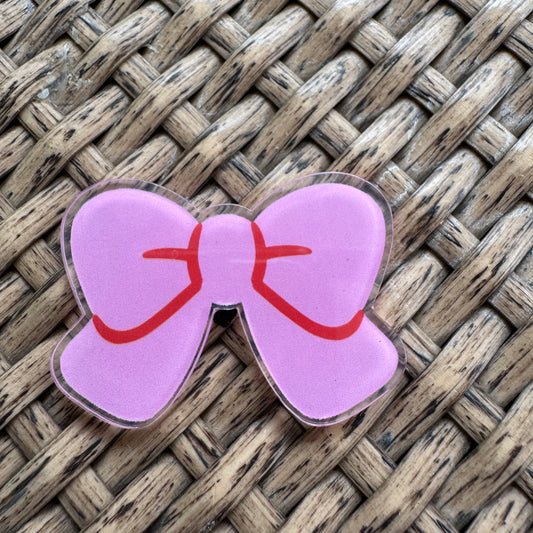 Pink Bow, Glitter Flatback,  Planar, Cabochon, Single Pc