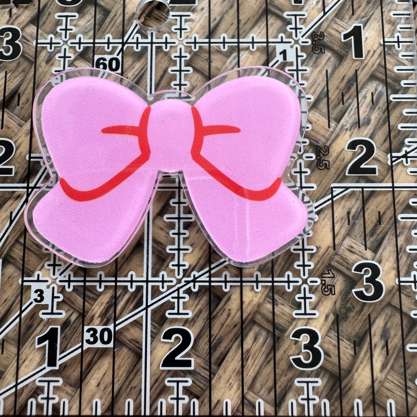 Pink Bow, Glitter Flatback,  Planar, Cabochon, Single Pc