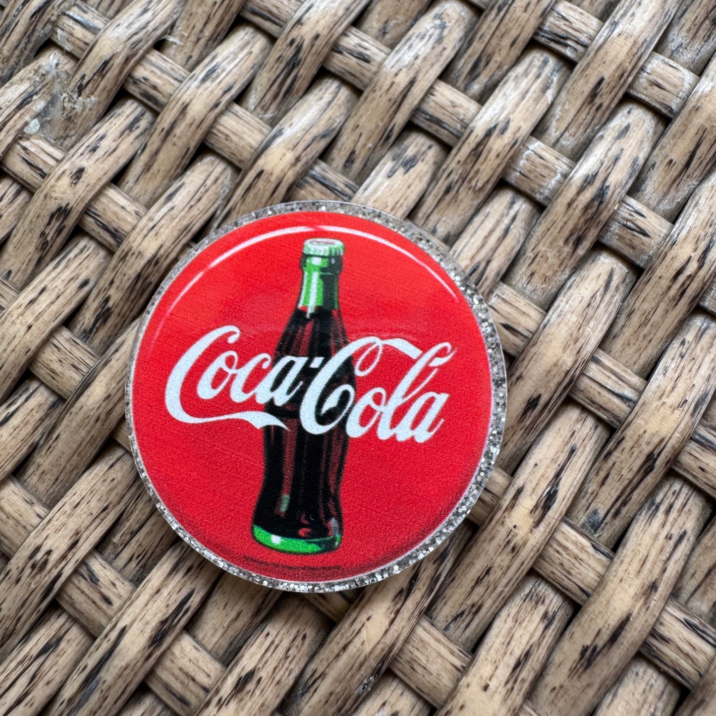 Coca-Cola, Glitter Flatback,  Planar, Cabochon, Single Pc