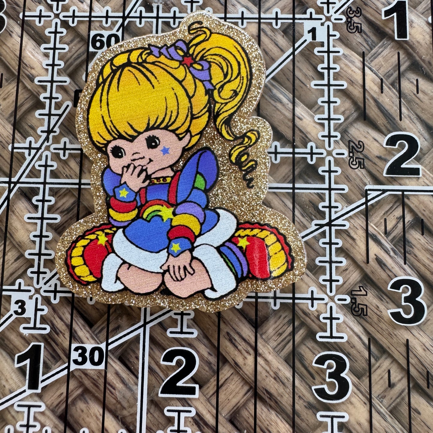 Rainbowbrite, 80's Cartoon, Glitter Flatback,  Planar, Cabochon, Single Pc