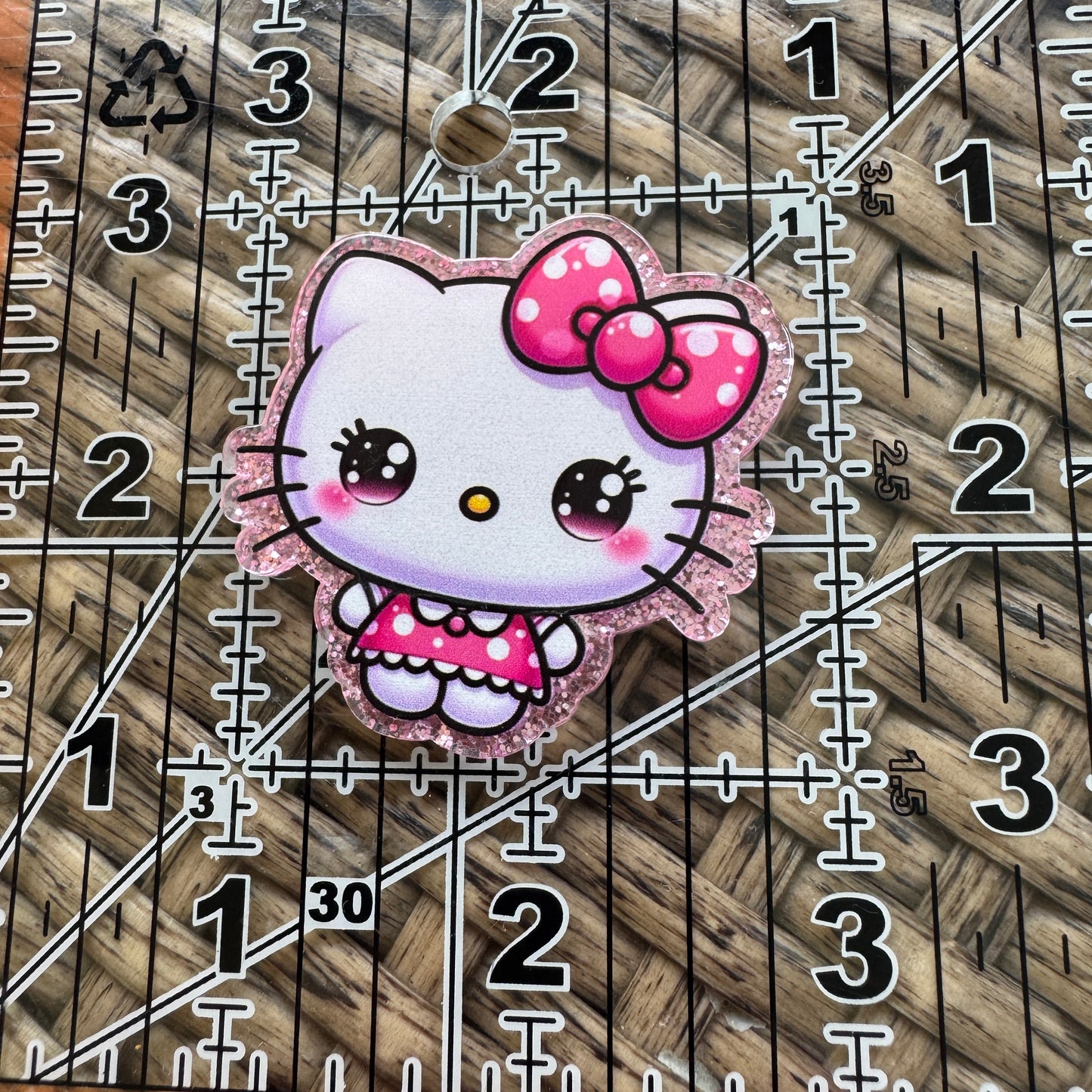 Hello Kitty, Glitter Flatback,  Planar, Cabochon, Single Pc