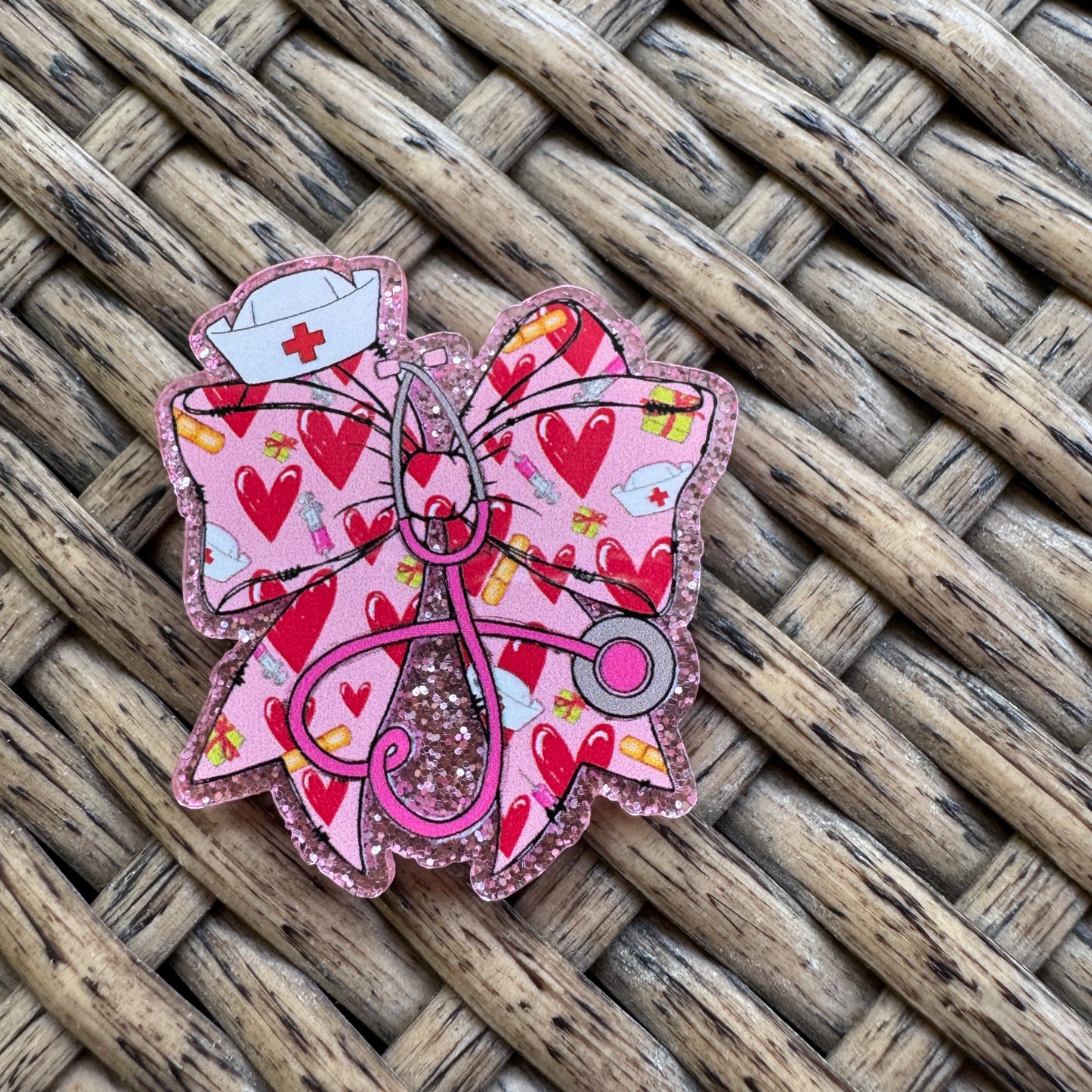 Bow with Medical Supplies, Medical, Glitter Flatback,  Planar, Cabochon, Single Pc