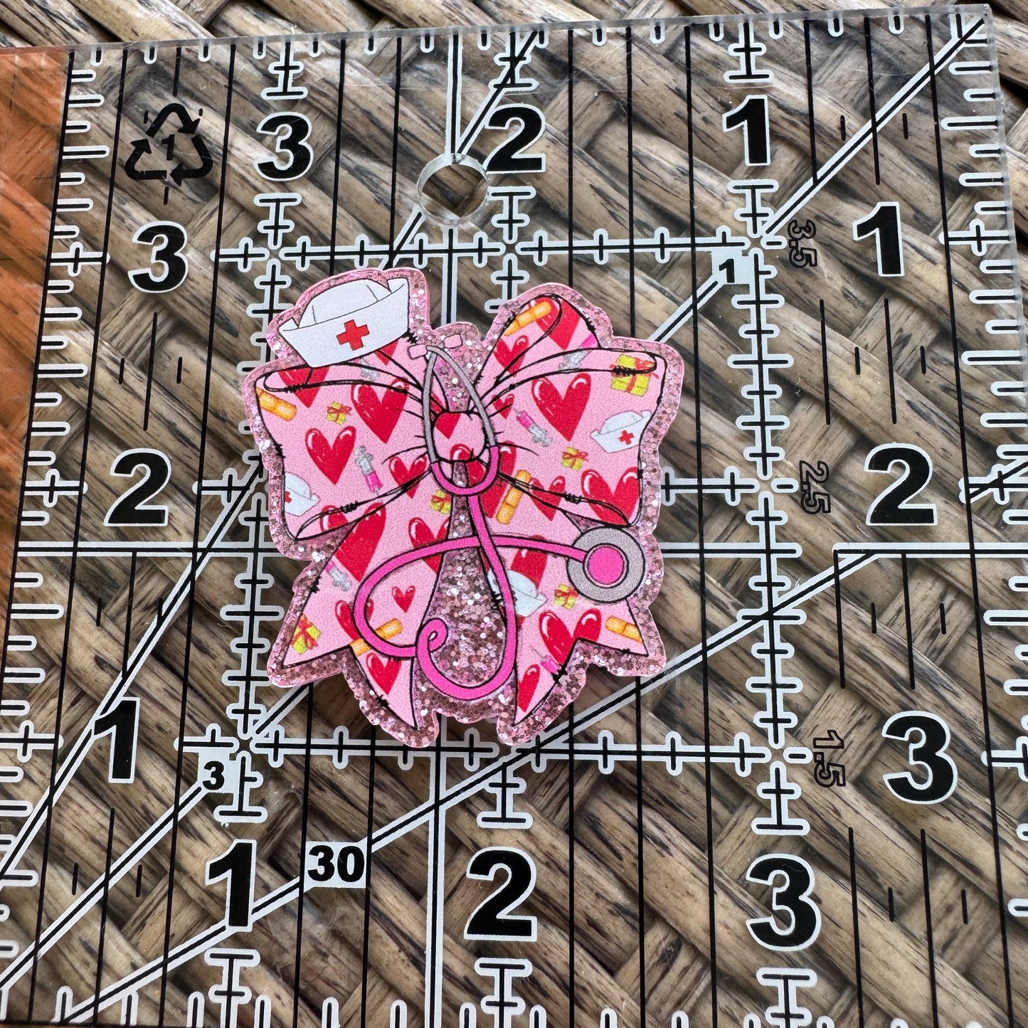 Bow with Medical Supplies, Medical, Glitter Flatback,  Planar, Cabochon, Single Pc