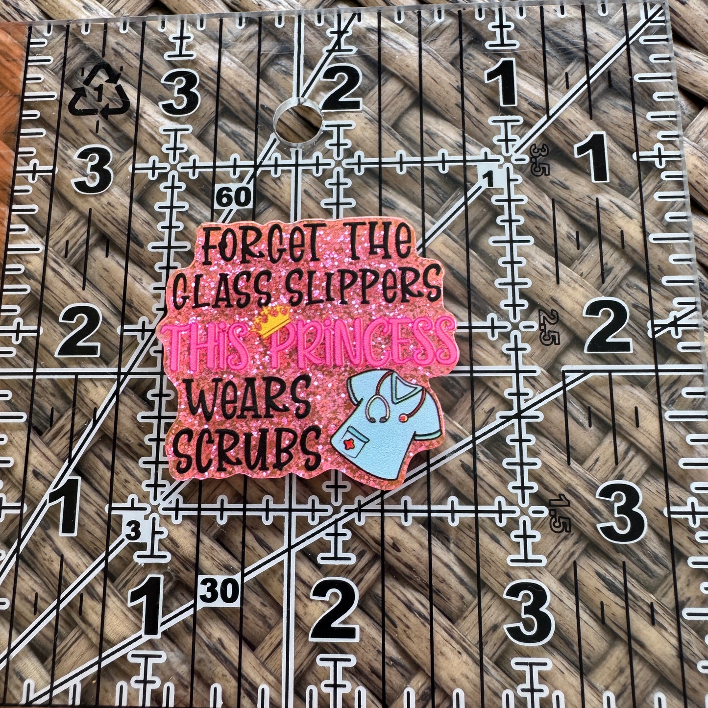 This Princess Wears Scrubs, Medical, Glitter Flatback,  Planar, Cabochon, Single Pc