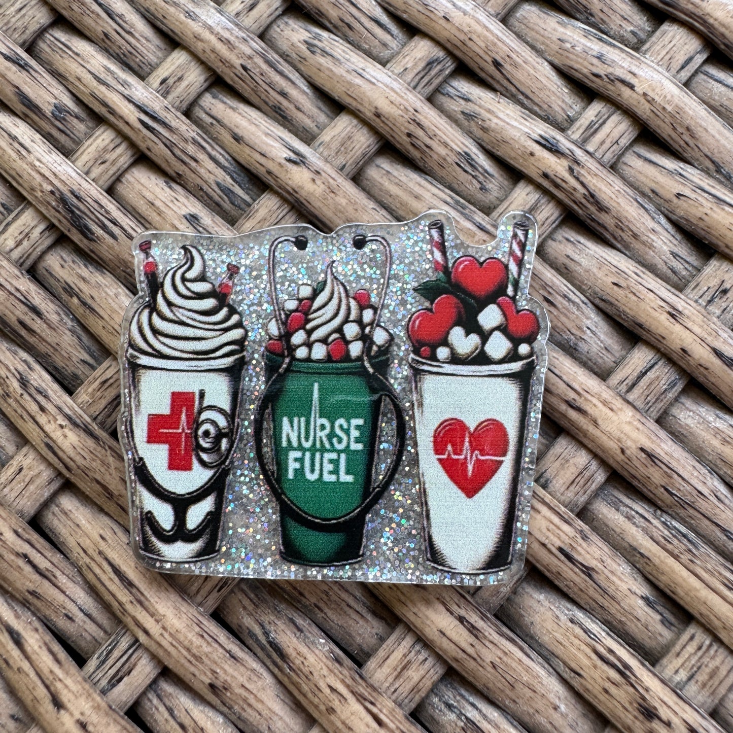 Nurse Fuel, Medical, Glitter Flatback,  Planar, Cabochon, Single Pc
