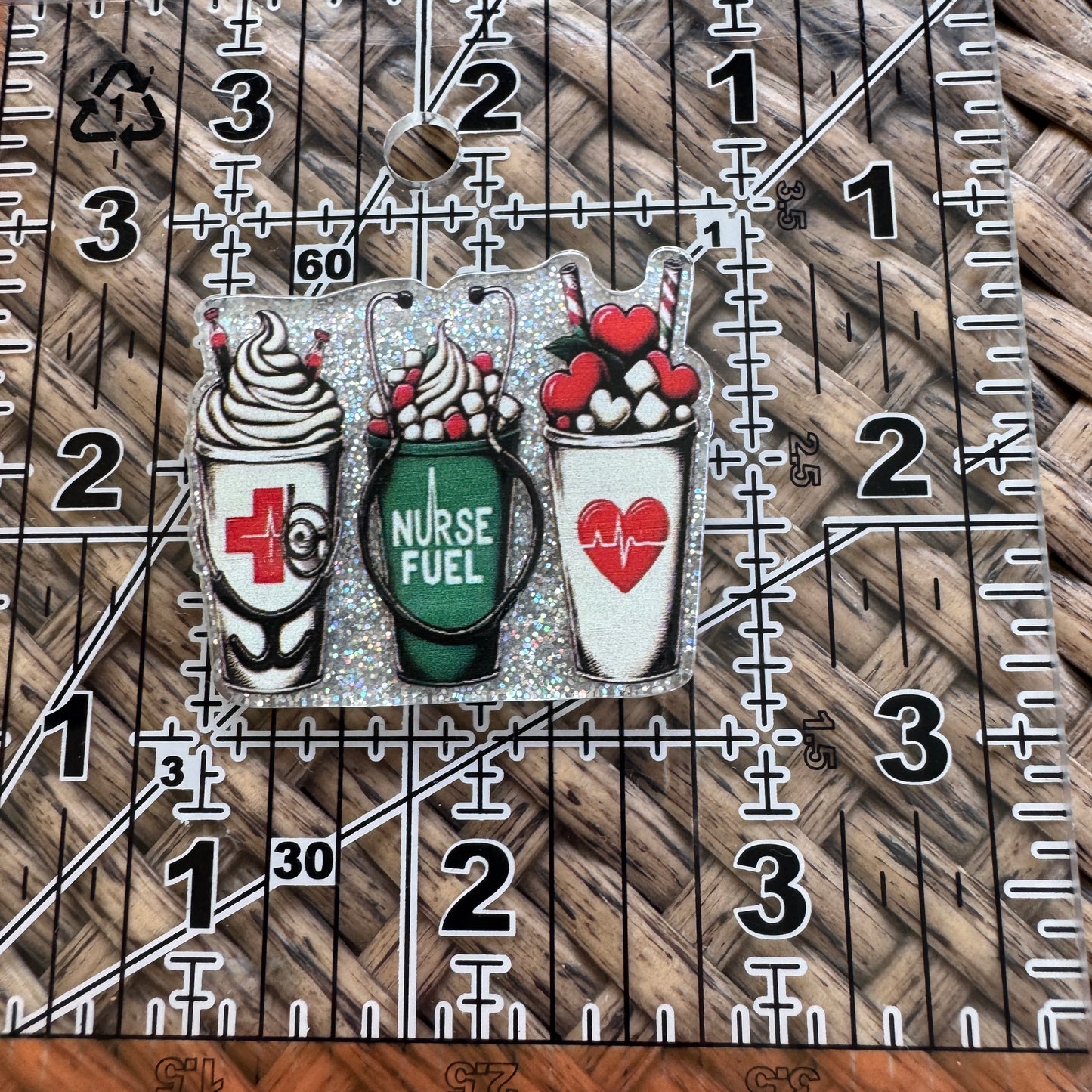 Nurse Fuel, Medical, Glitter Flatback,  Planar, Cabochon, Single Pc