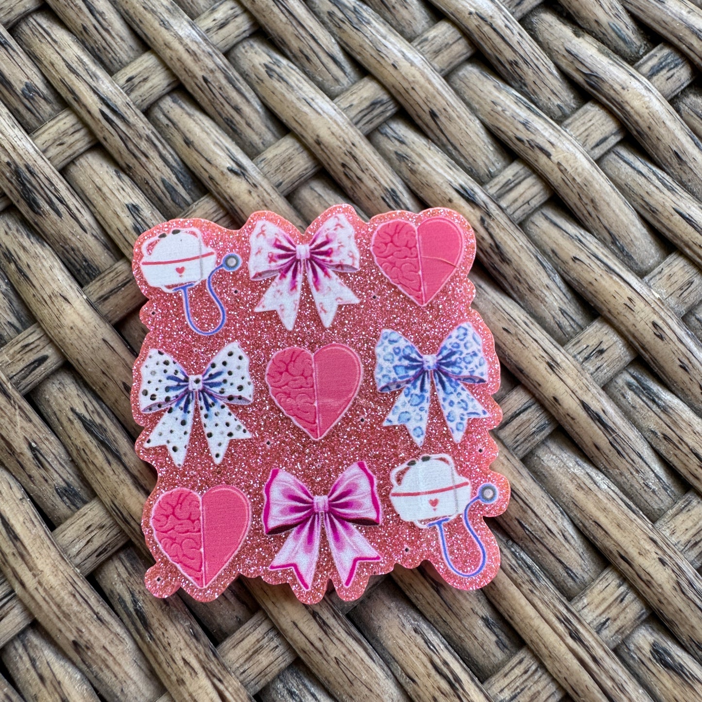 Nurse Supplies and Bows, Medical, Glitter Flatback,  Planar, Cabochon, Single Pc
