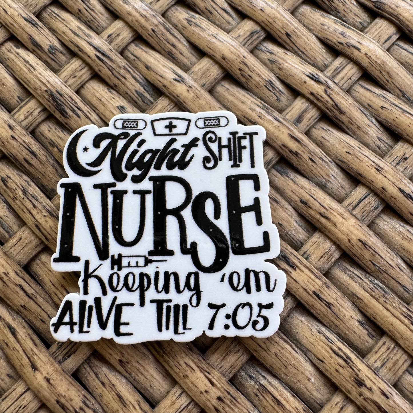 Night Shift, Medical, Glitter Flatback,  Planar, Cabochon, Single Pc