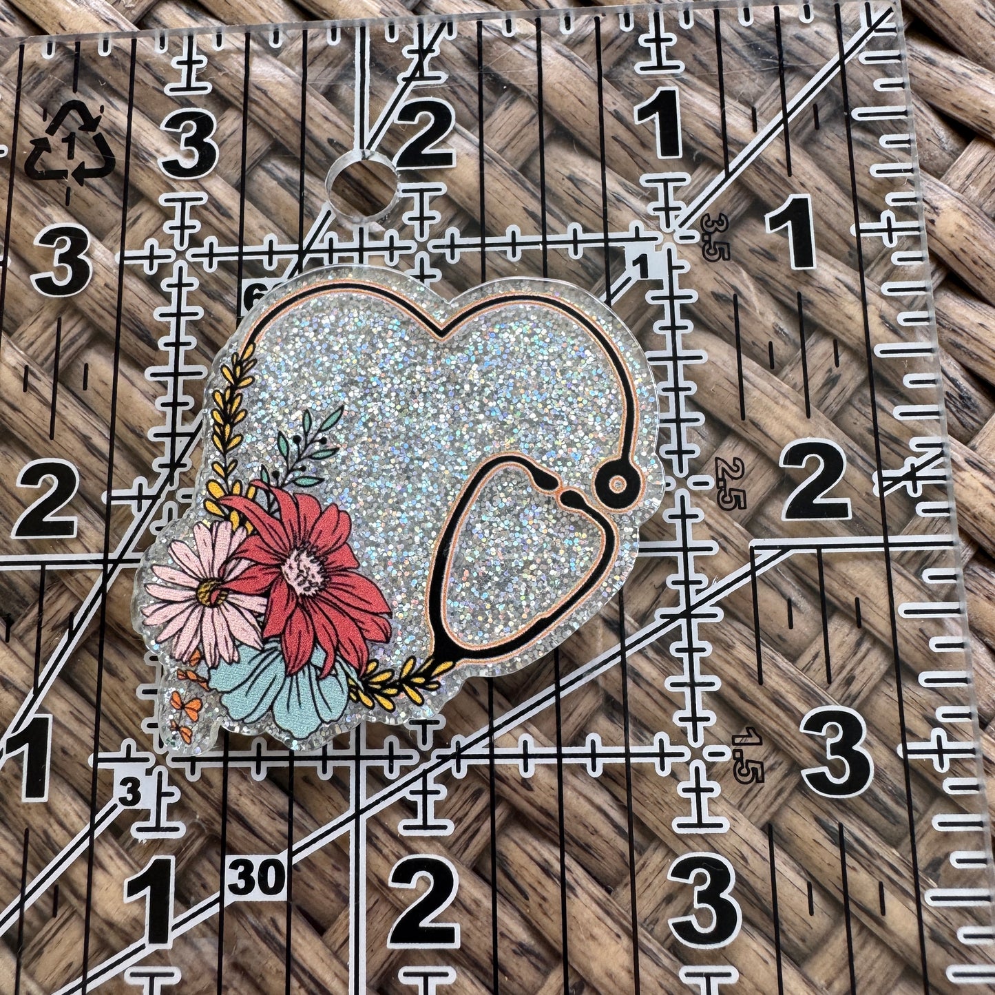 Stethoscope, Medical, Glitter Flatback,  Planar, Cabochon, Single Pc