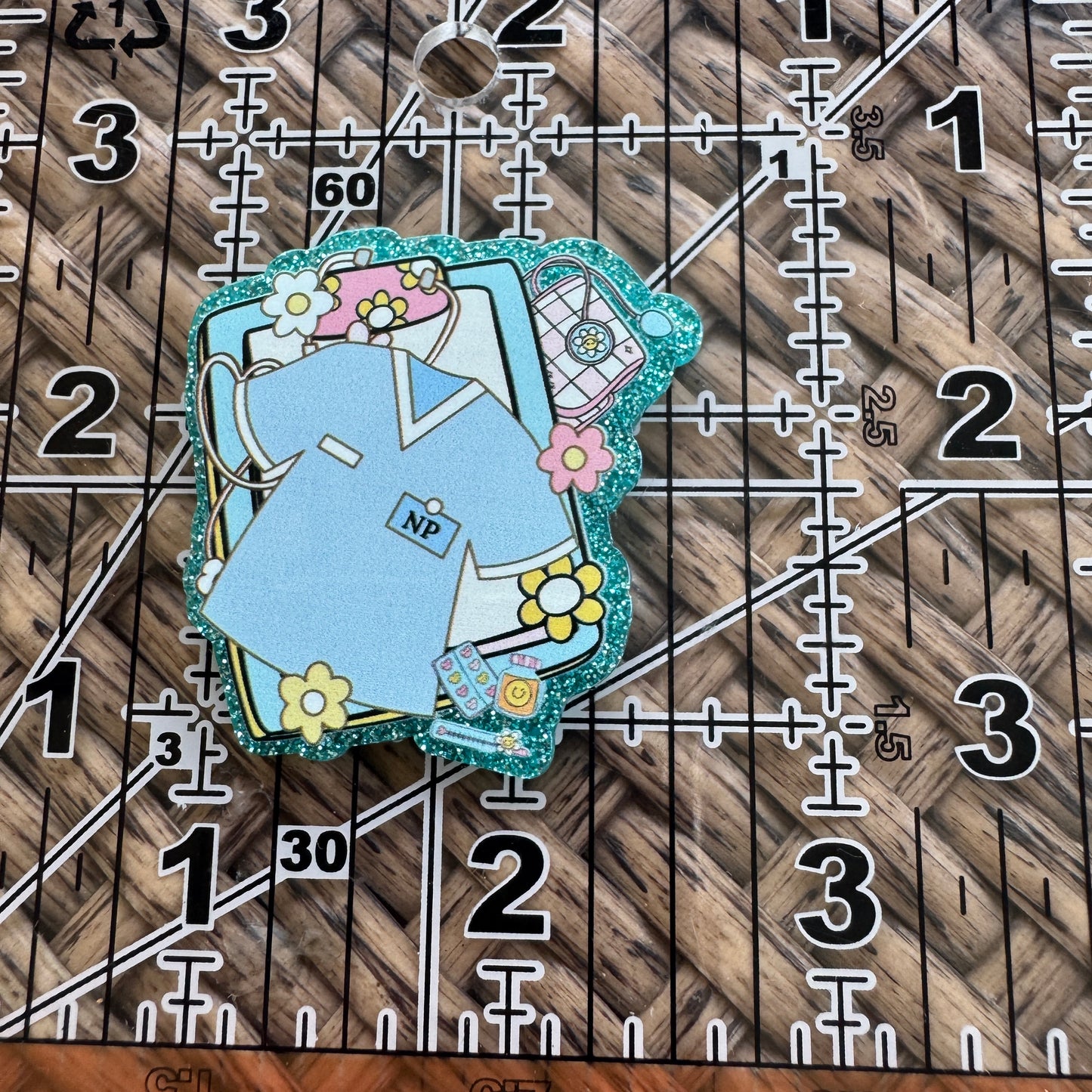 NP, Scrubs, Medical, Glitter Flatback,  Planar, Cabochon, Single Pc