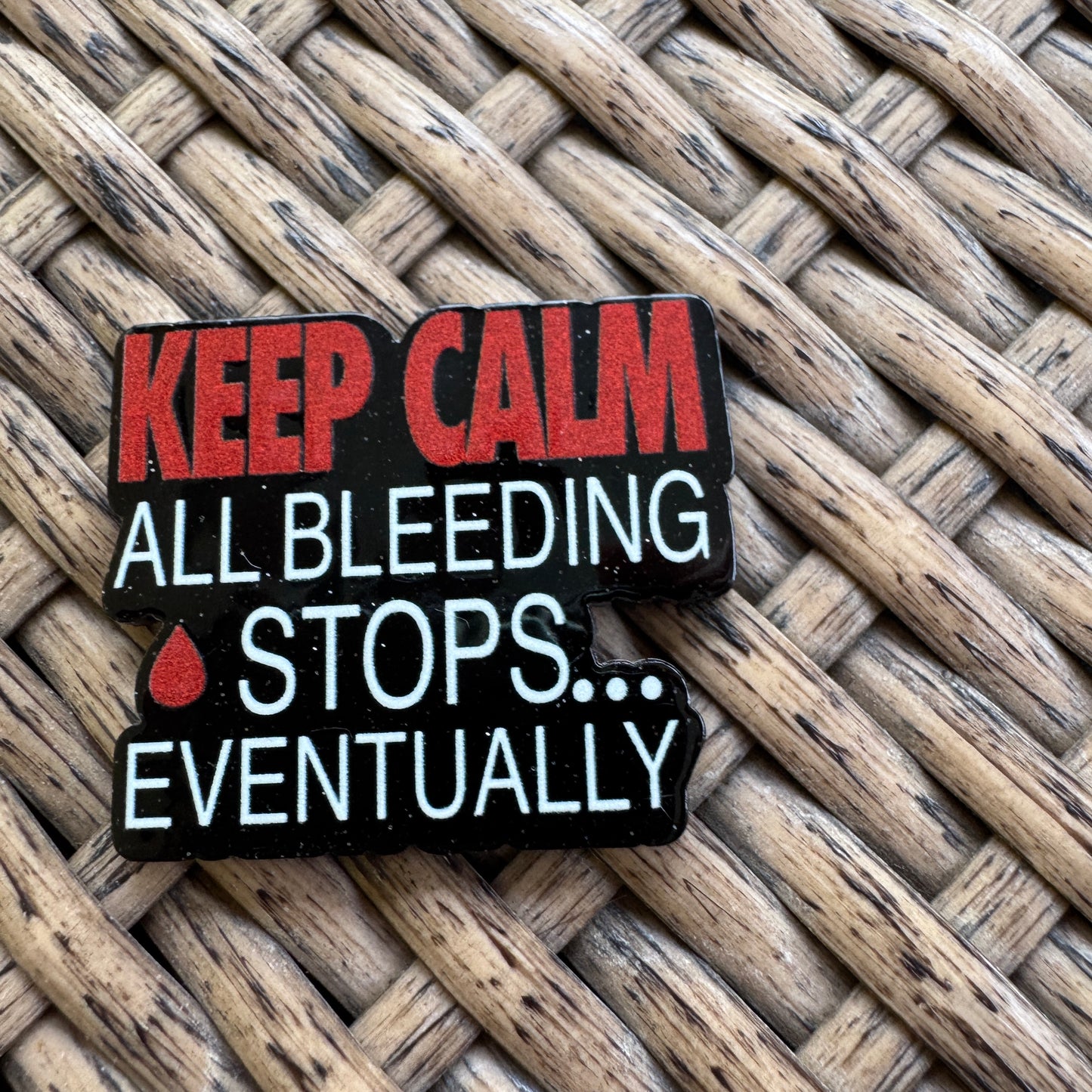 Keep Calm, Medical, Glitter Flatback,  Planar, Cabochon, Single Pc (