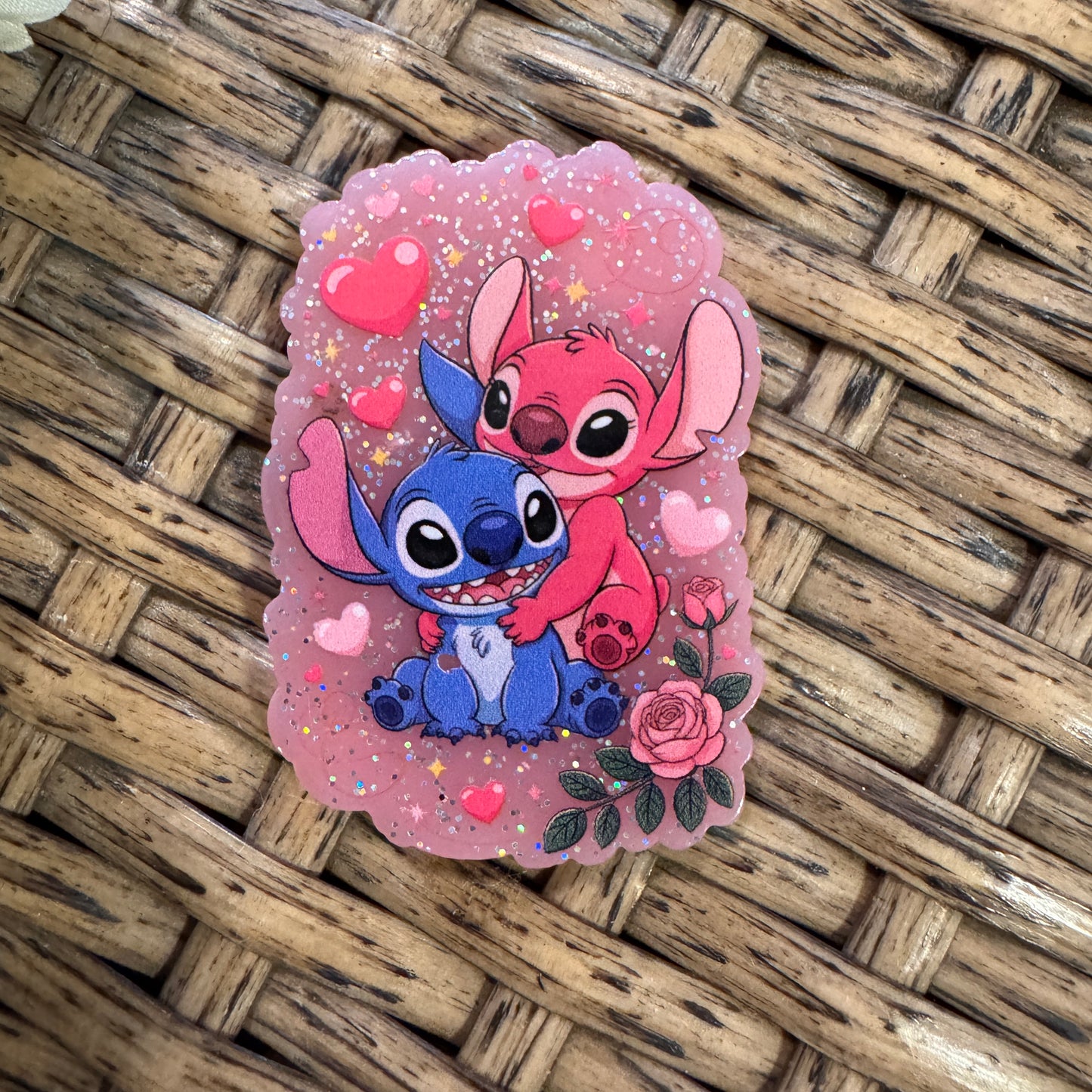 Valentine Stitch Acrylic Flatback,  Planar, Cabochon, Single Pc.