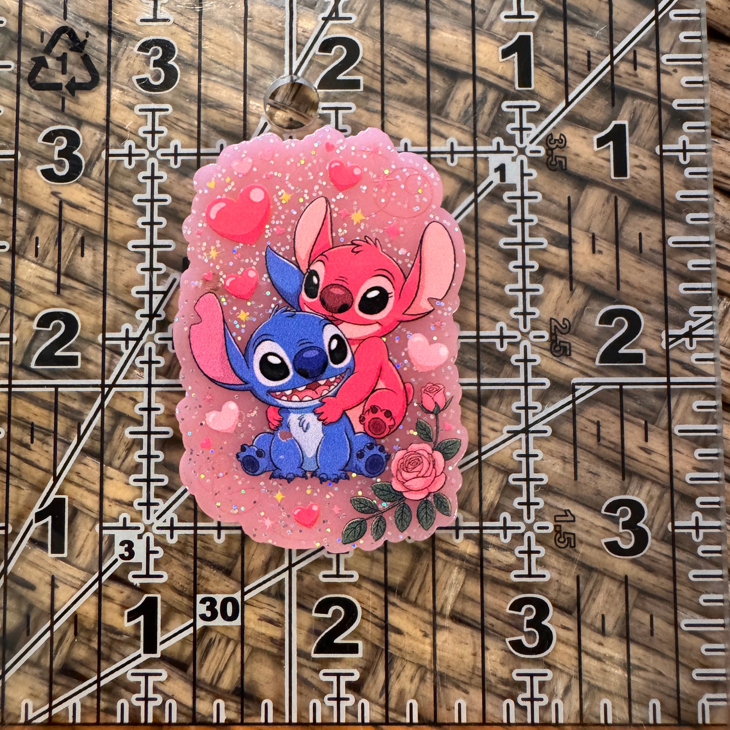 Valentine Stitch Acrylic Flatback,  Planar, Cabochon, Single Pc.