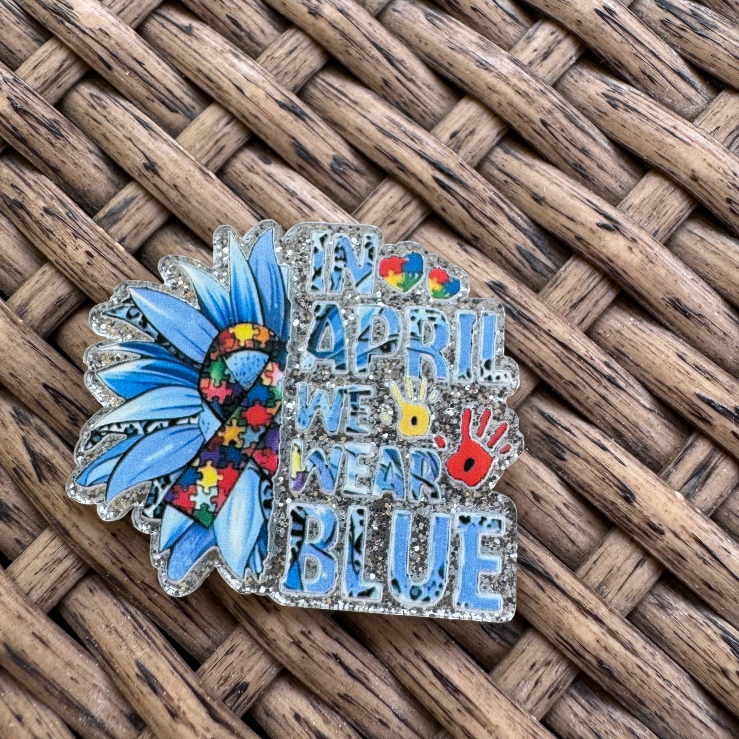 Im April We Wear Blue, Flatback,  Planar, Cabochon, Single Pc