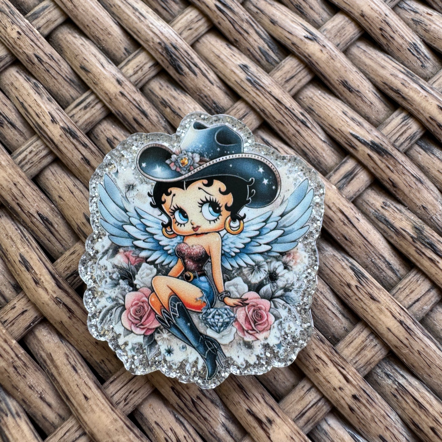 Betty Boop, Glitter Flatback,  Planar, Cabochon, Single Pc