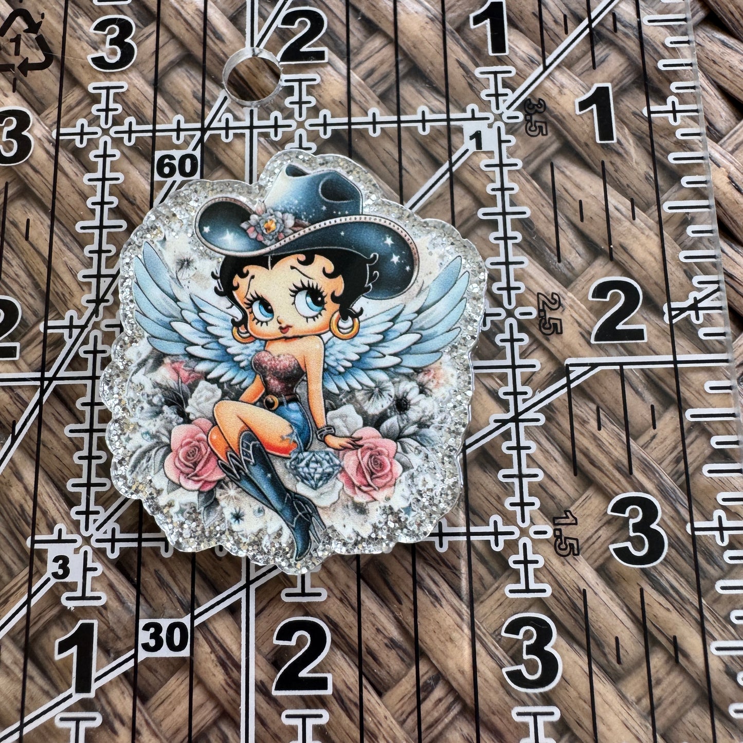 Betty Boop, Glitter Flatback,  Planar, Cabochon, Single Pc