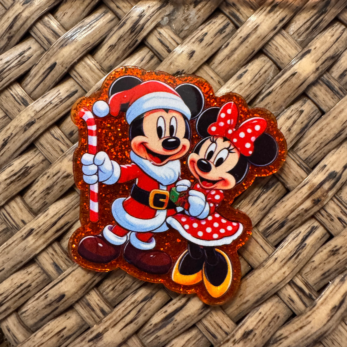 Acrylic Flatback Craft Embellishment - Mickey and Minnie Christmas