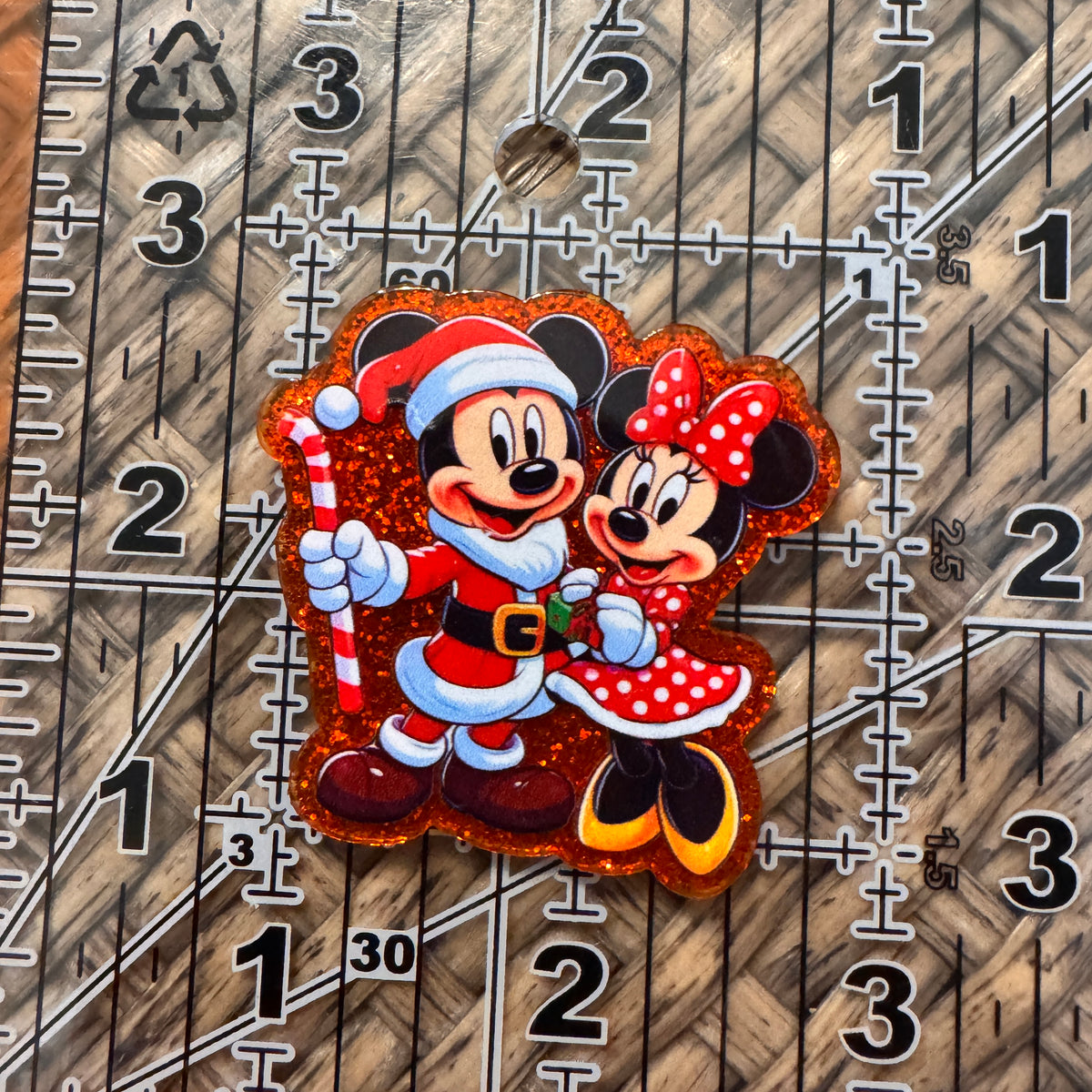Acrylic Flatback Craft Embellishment - Mickey and Minnie Christmas